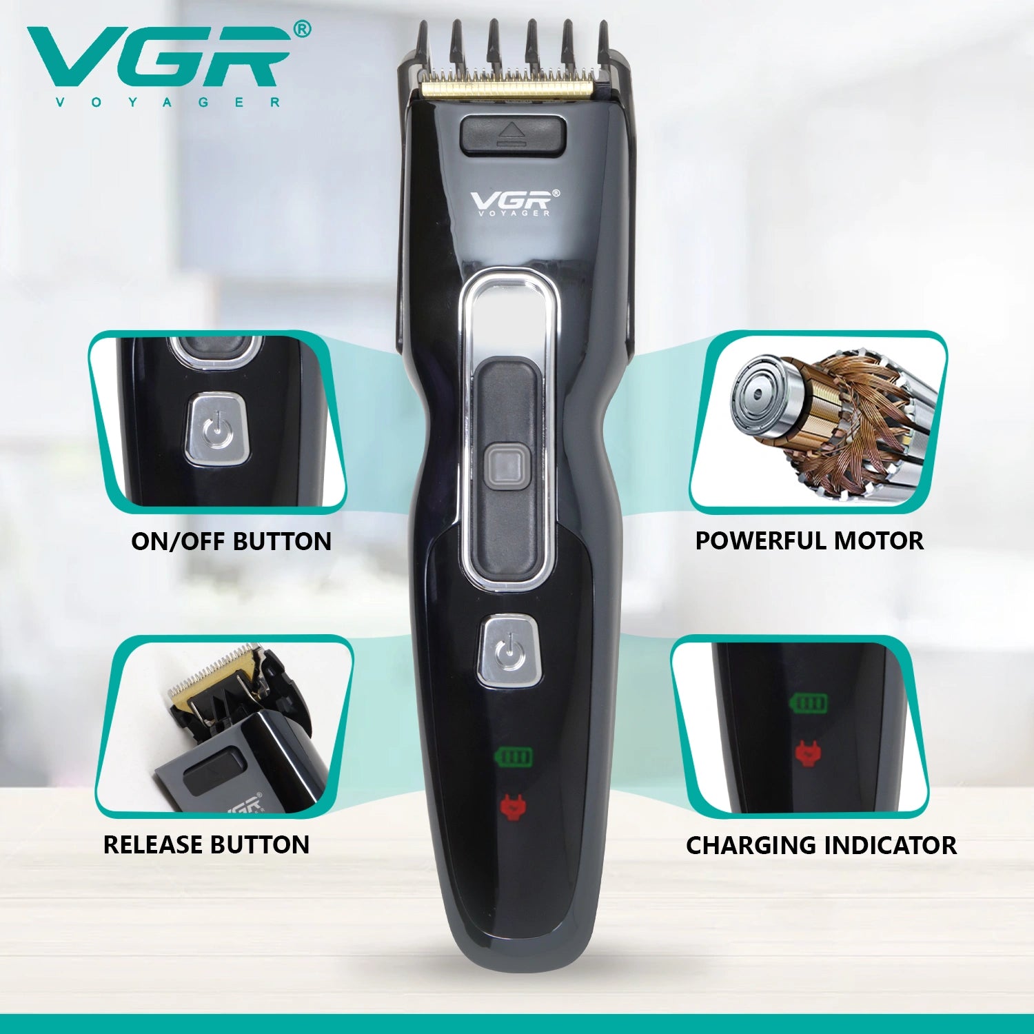 VGR V-040 Hair Clipper For Men, Black