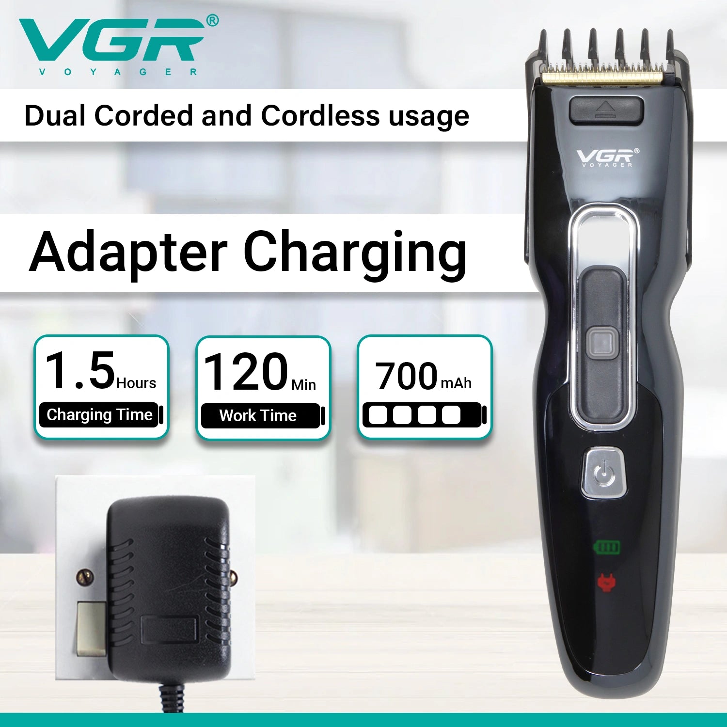 VGR V-040 Hair Clipper For Men, Black
