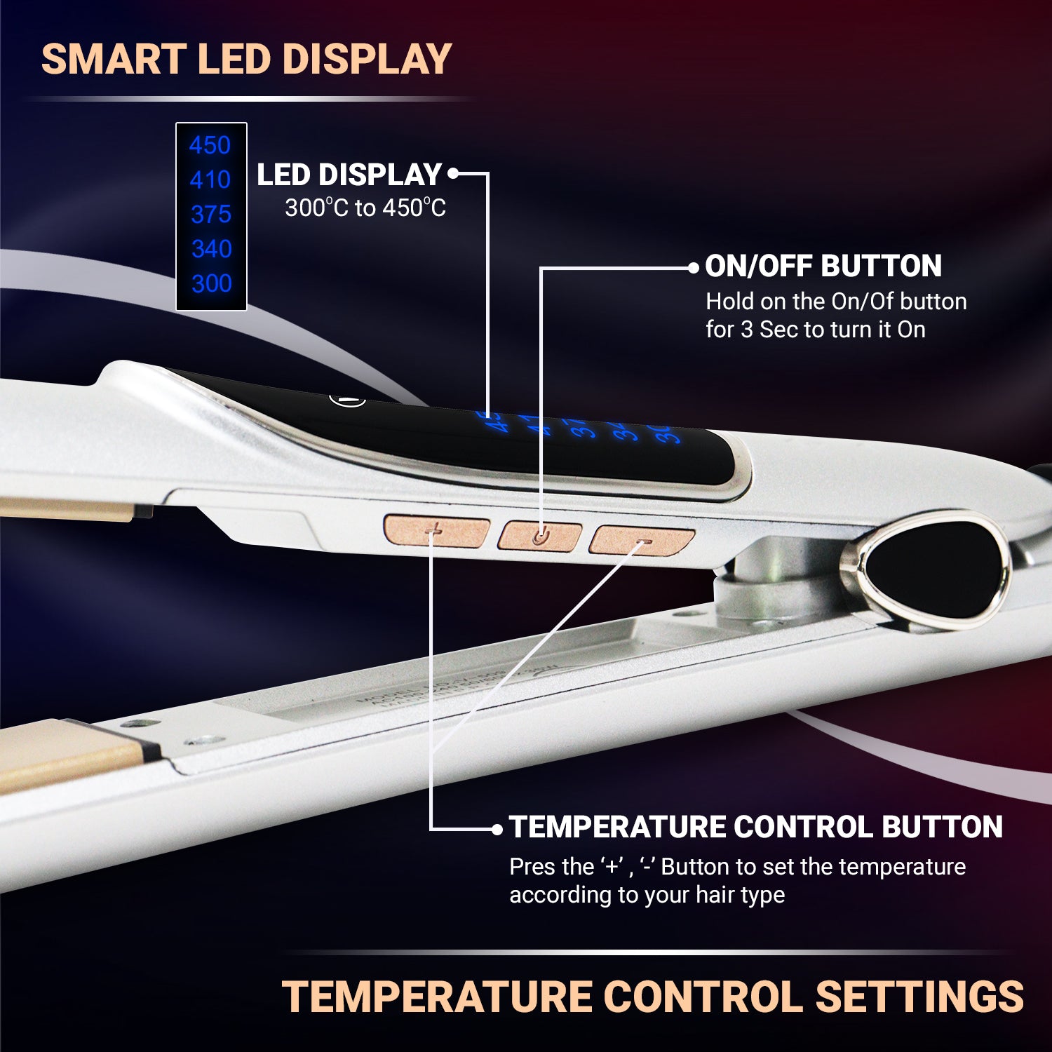 VGR V-509 Professional Hair Straightener With Ceramic Plates Adjustable Temperature For Wome- Silver - vgrofficial.in