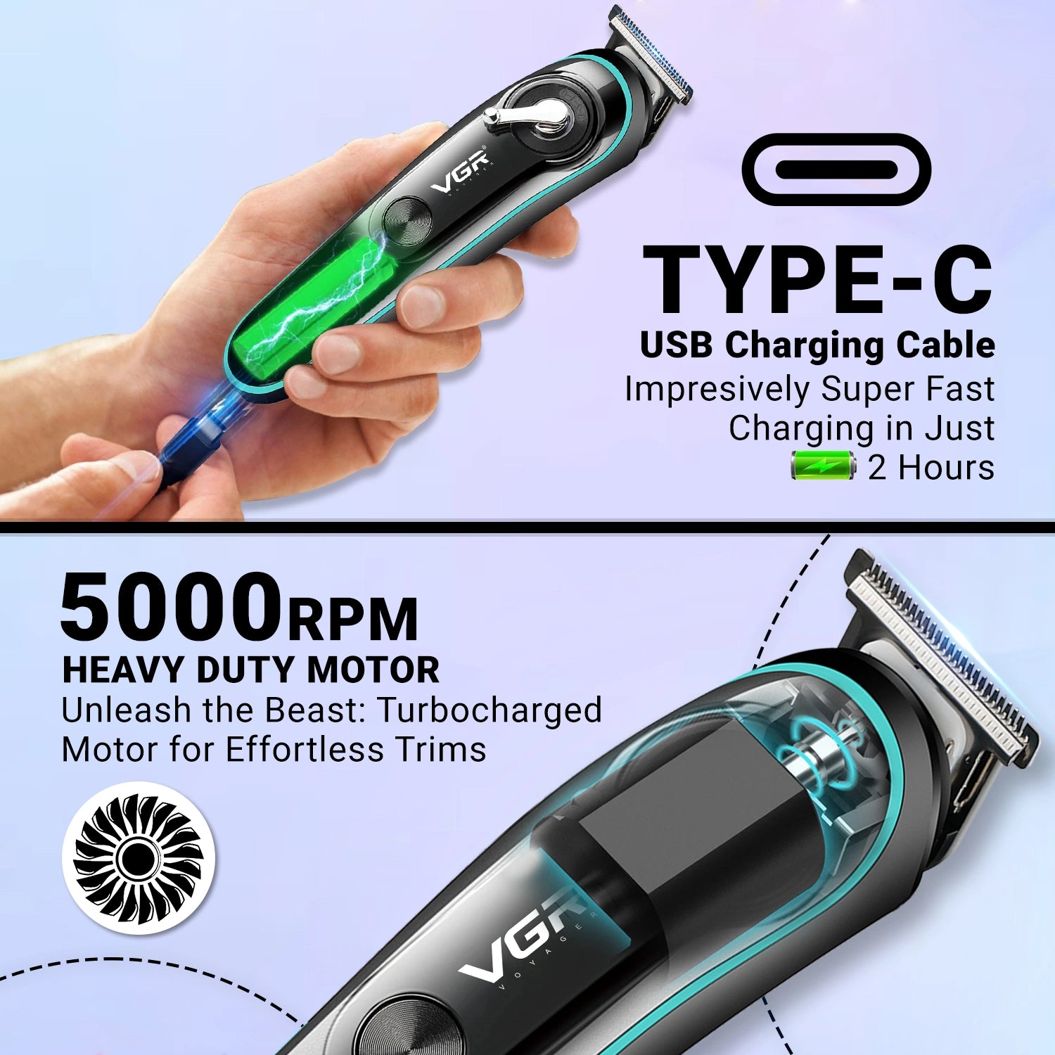 VGR VL-075 Limited Edition Hair Trimmer For Men, Black