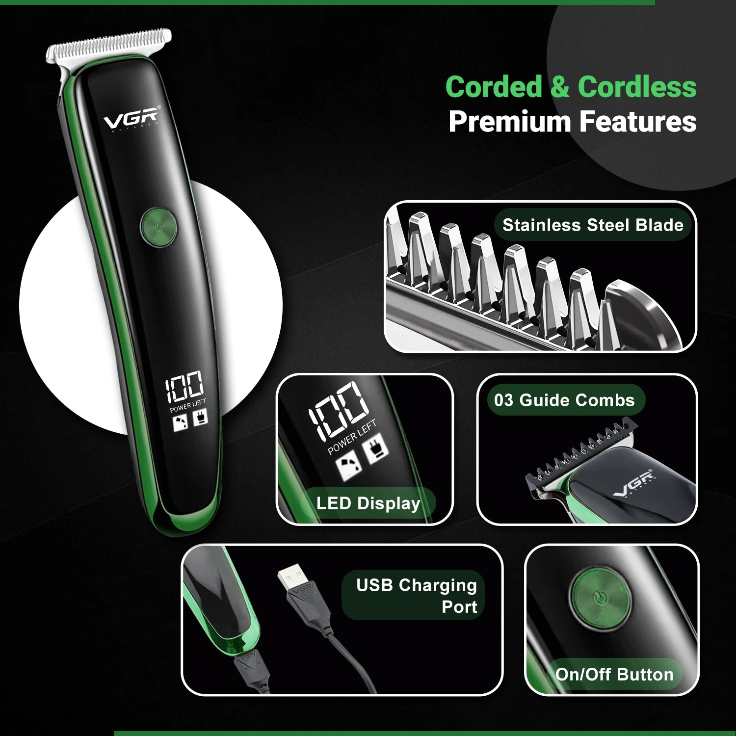 VGR V-966 Hair Trimmer for Men: Premium Grooming Tool for Smooth, Precise Cuts