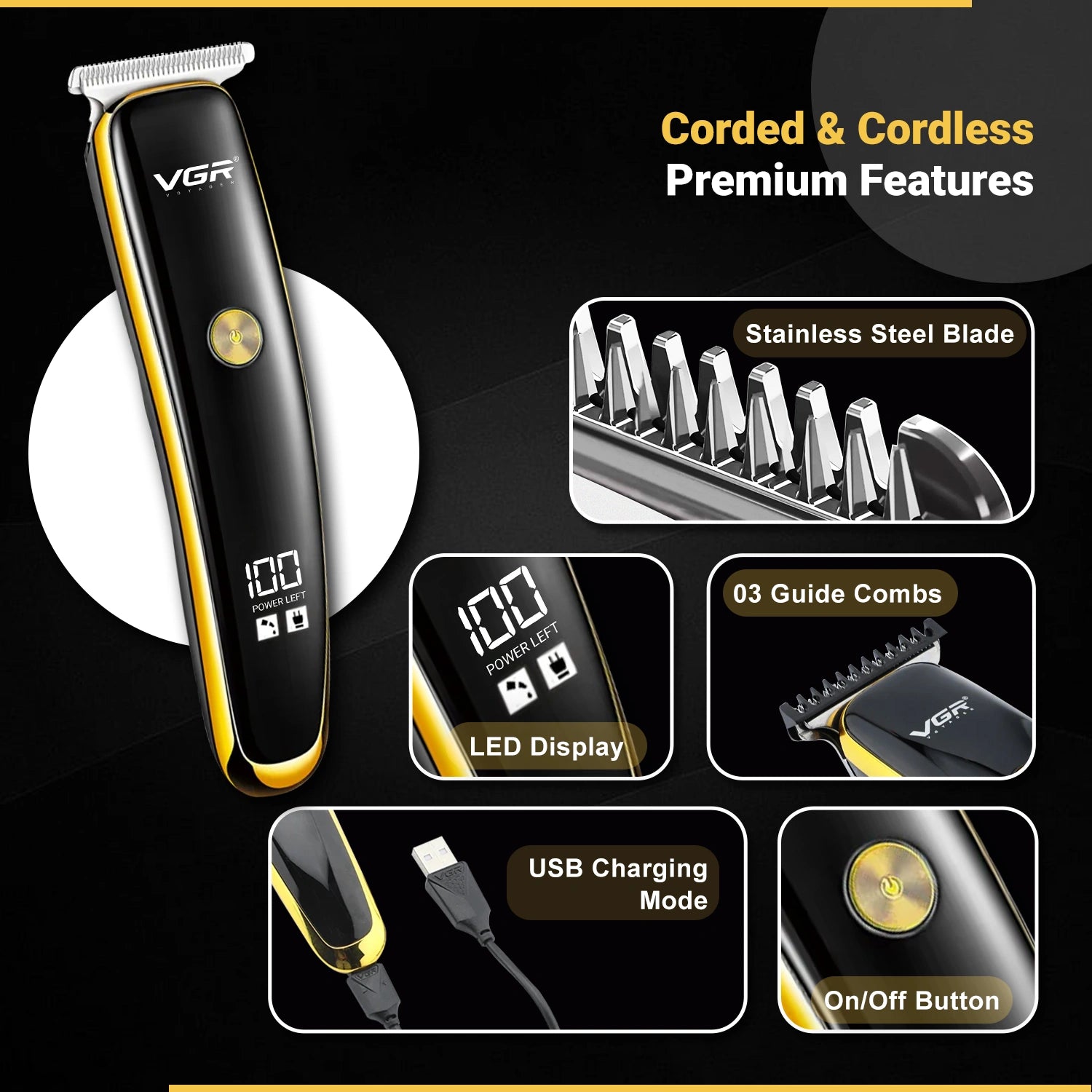 VGR V-966 Hair Trimmer for Men: Premium Grooming Tool for Smooth, Precise Cuts