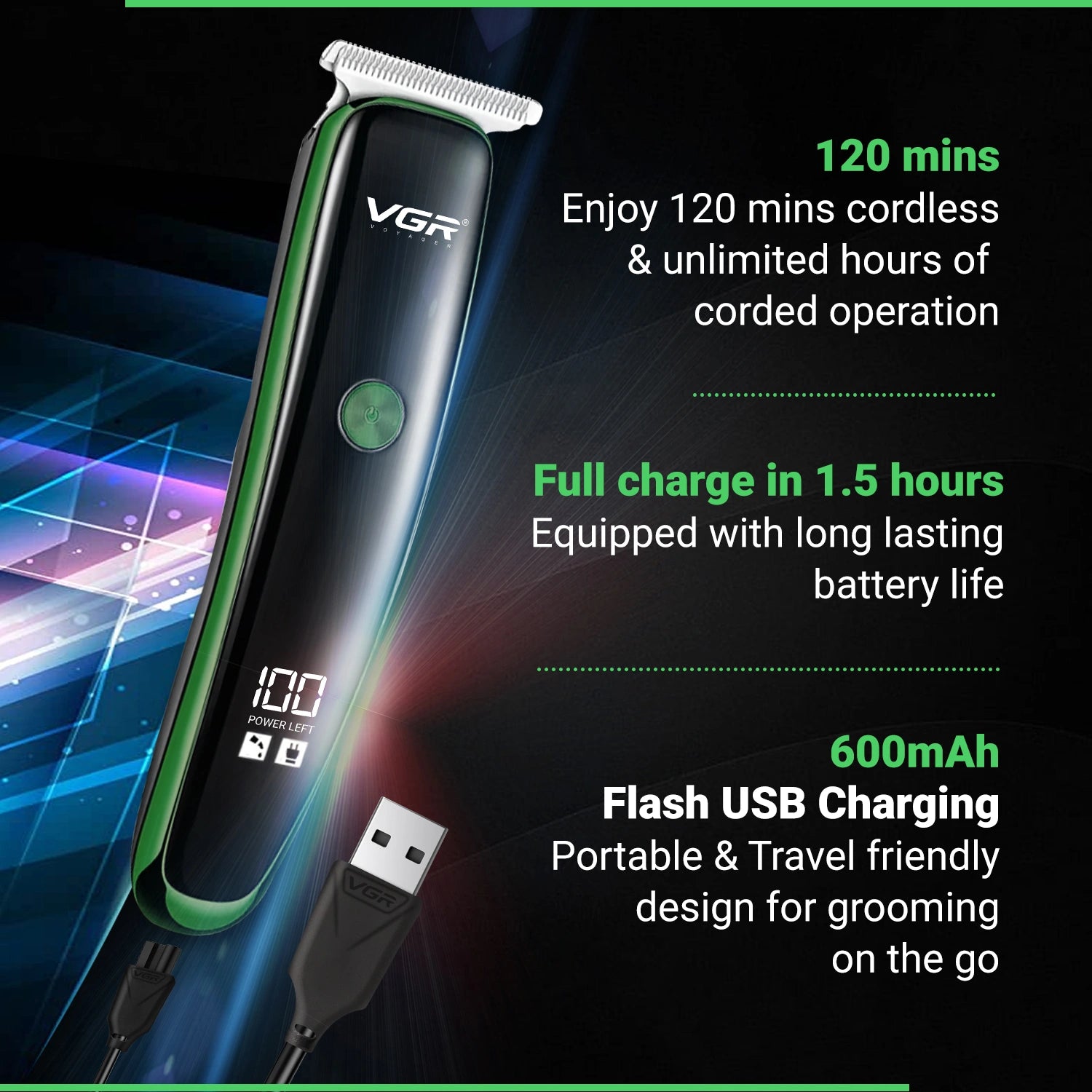 VGR V-966 Hair Trimmer for Men: Premium Grooming Tool for Smooth, Precise Cuts