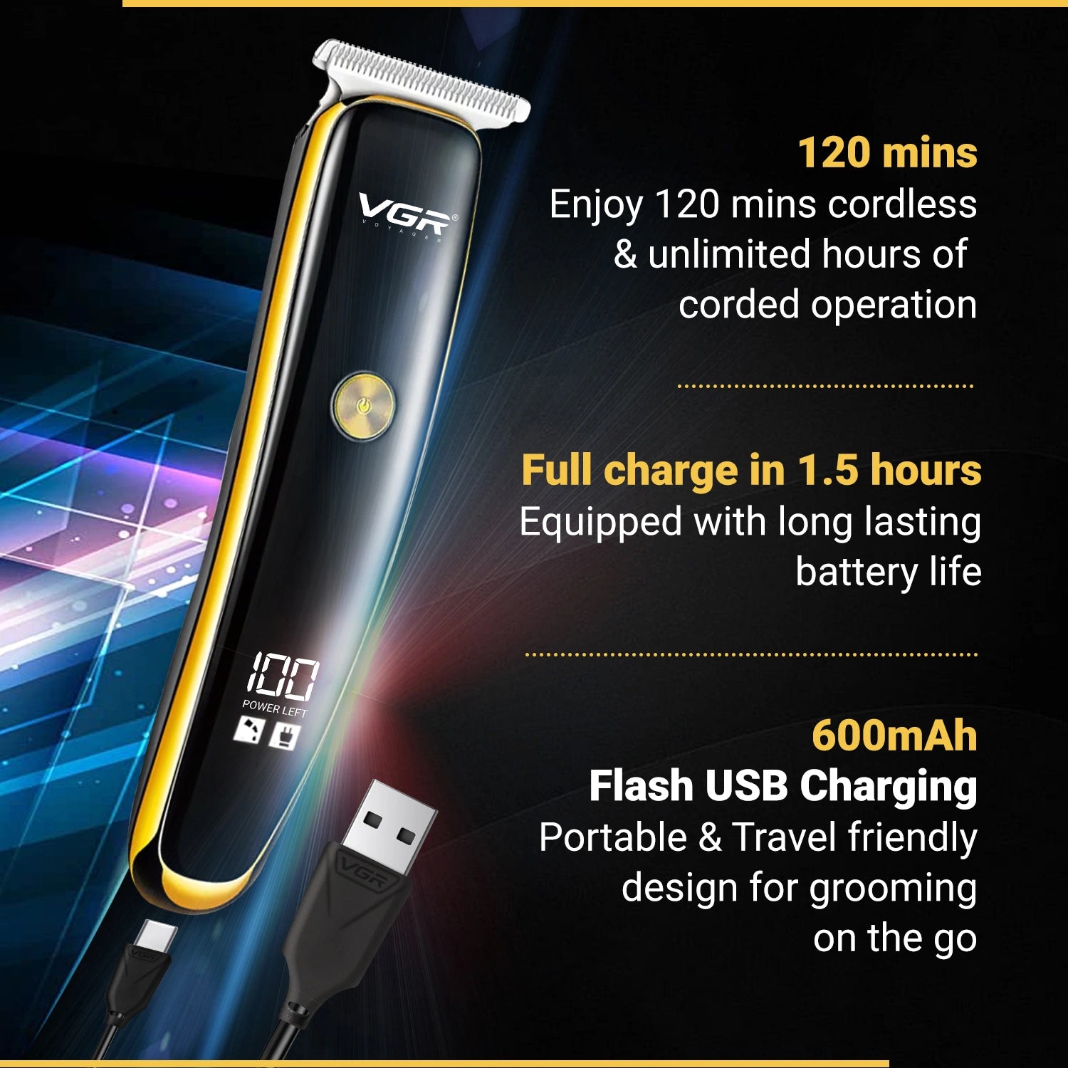 VGR V-966 Hair Trimmer for Men: Premium Grooming Tool for Smooth, Precise Cuts