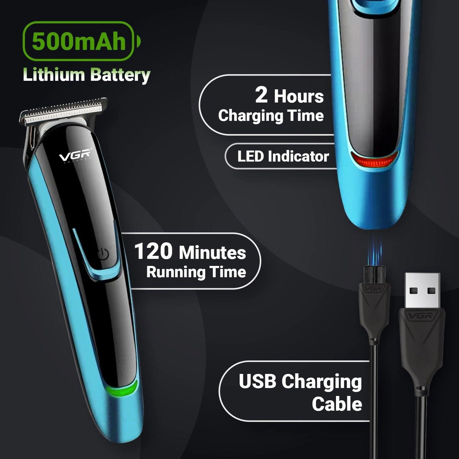 VGR V-183 Hair Trimmer For Men, Blue