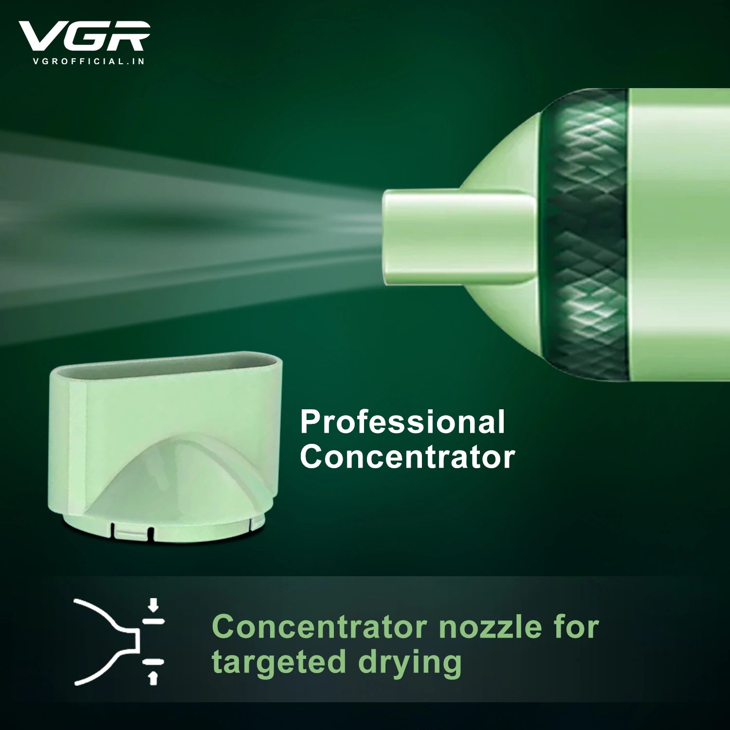 VGR V-421 Hair Dryer For Unisex, Green