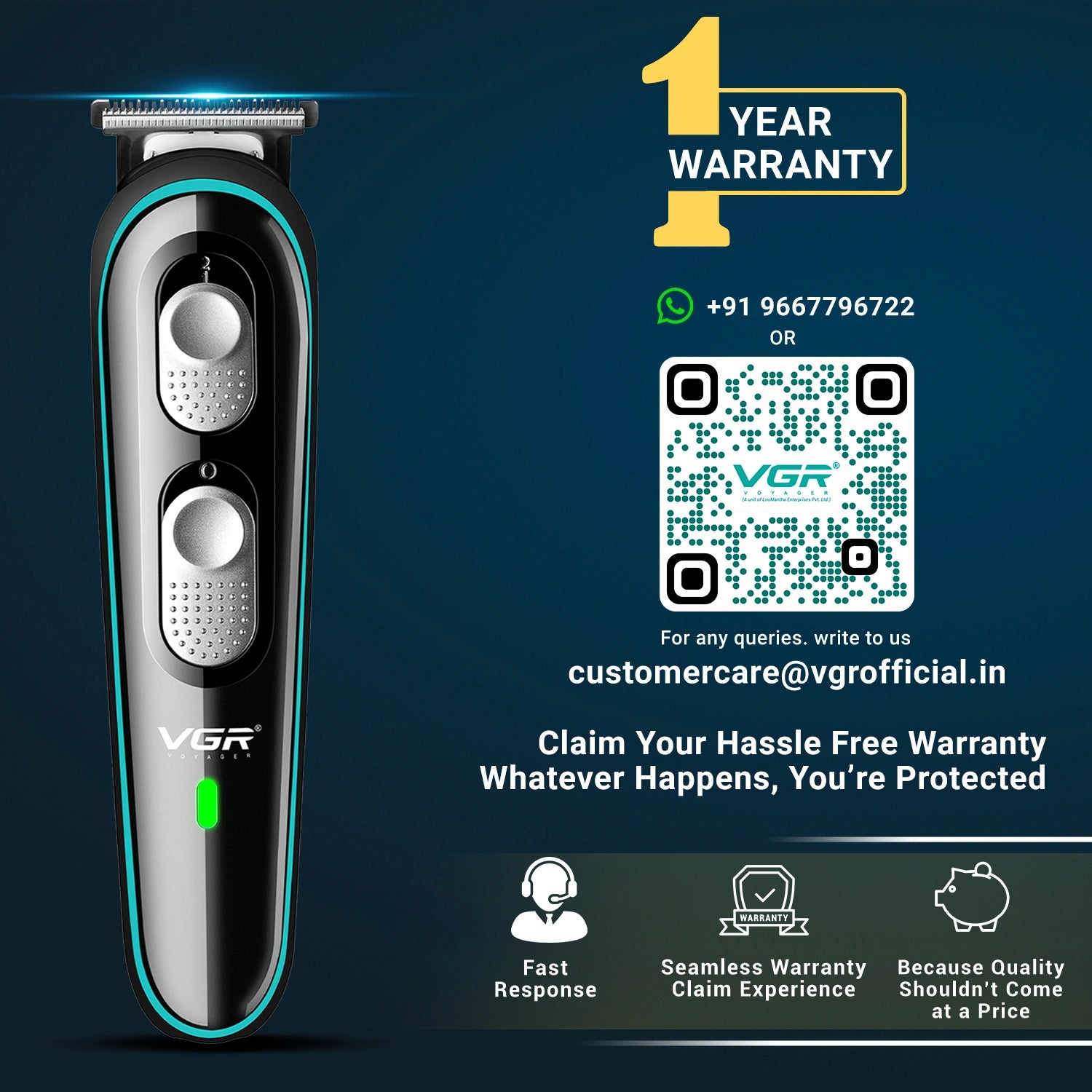 VGR V-055 Hair Trimmer For Men, Black