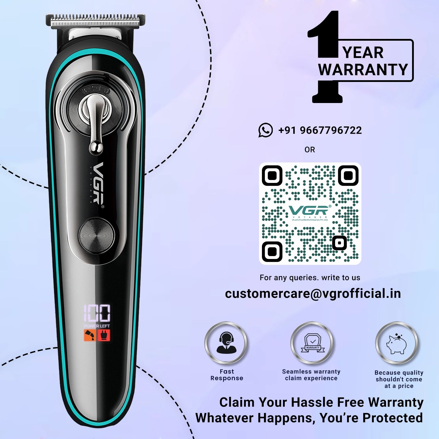 VGR VL-075 Limited Edition Hair Trimmer For Men, Black