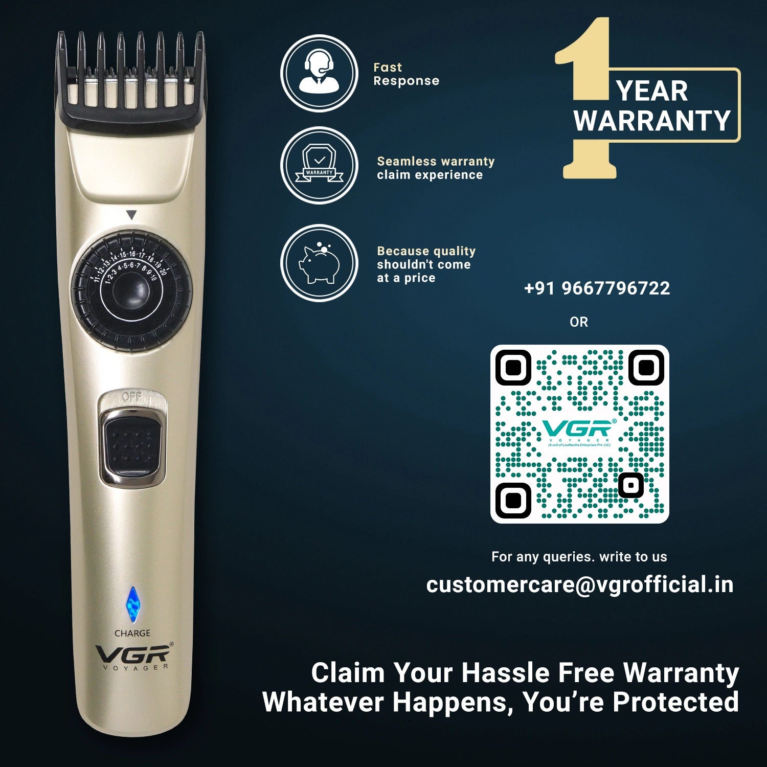VGR V-031 Hair Trimmer For Men, Silver