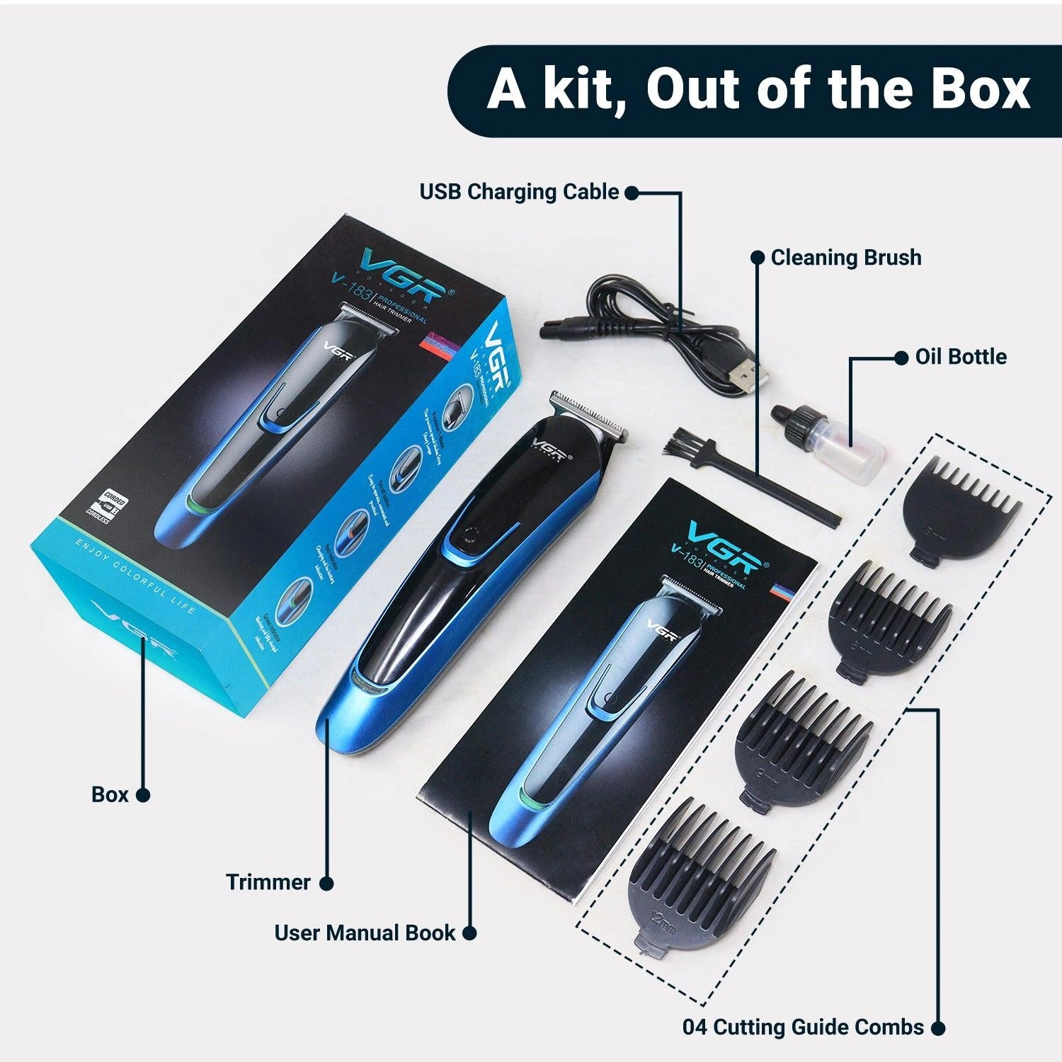 VGR V-183 Hair Trimmer For Men, Blue