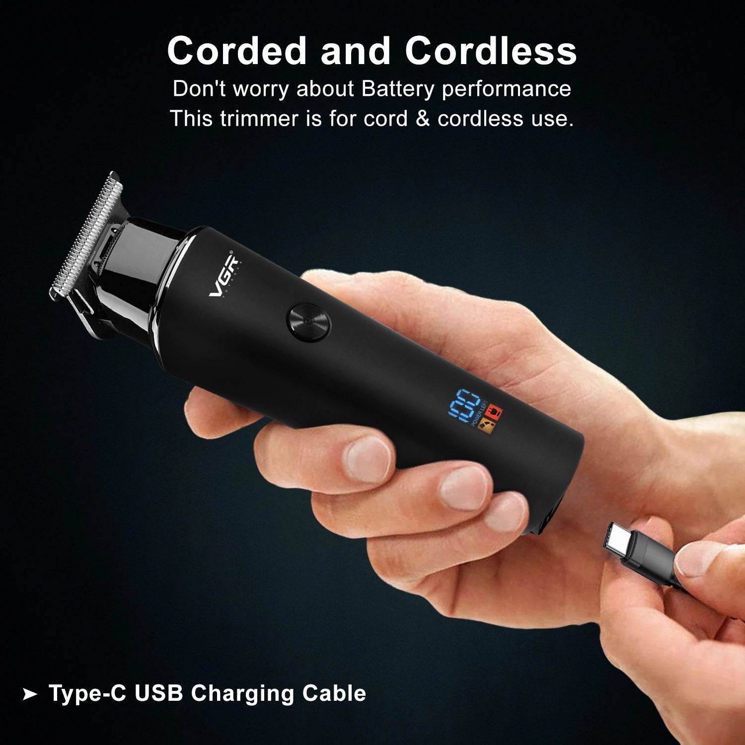 VGR V-937 Hair Trimmer For Men, Black