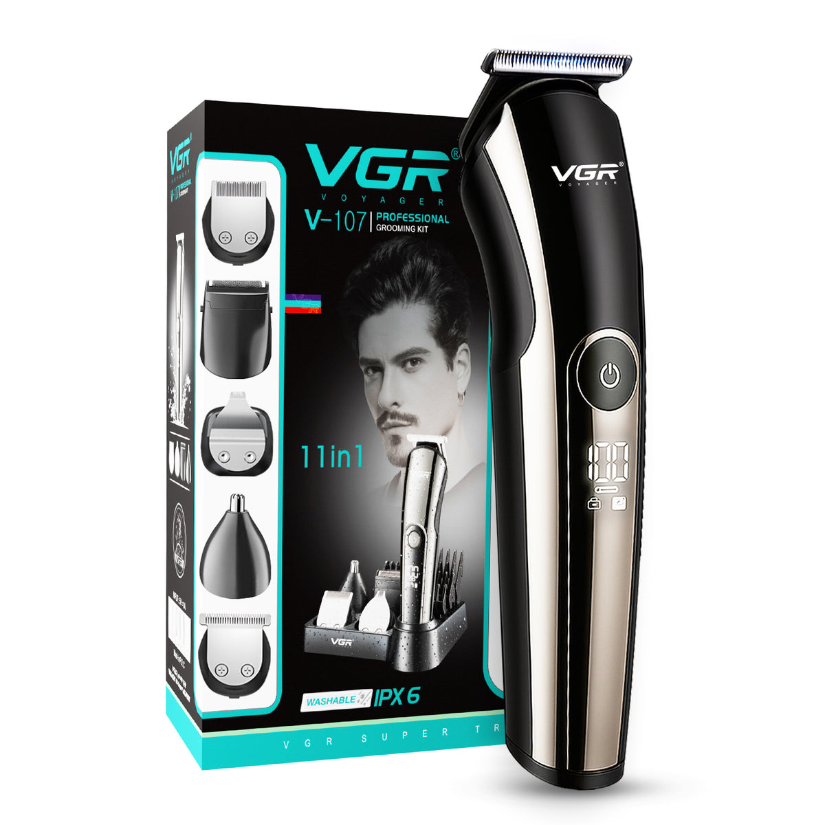 VGR V-107 Professional Grooming Kit For Men with 150 Min Runtime, Silver