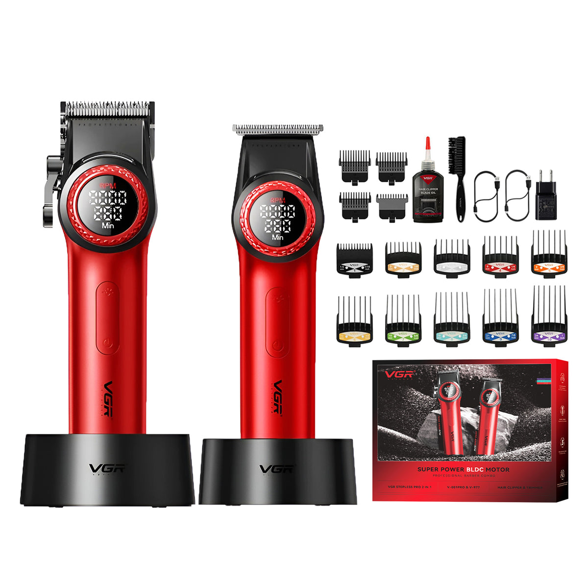 VGR V-001PRO & V-977 Professional Barber Combo