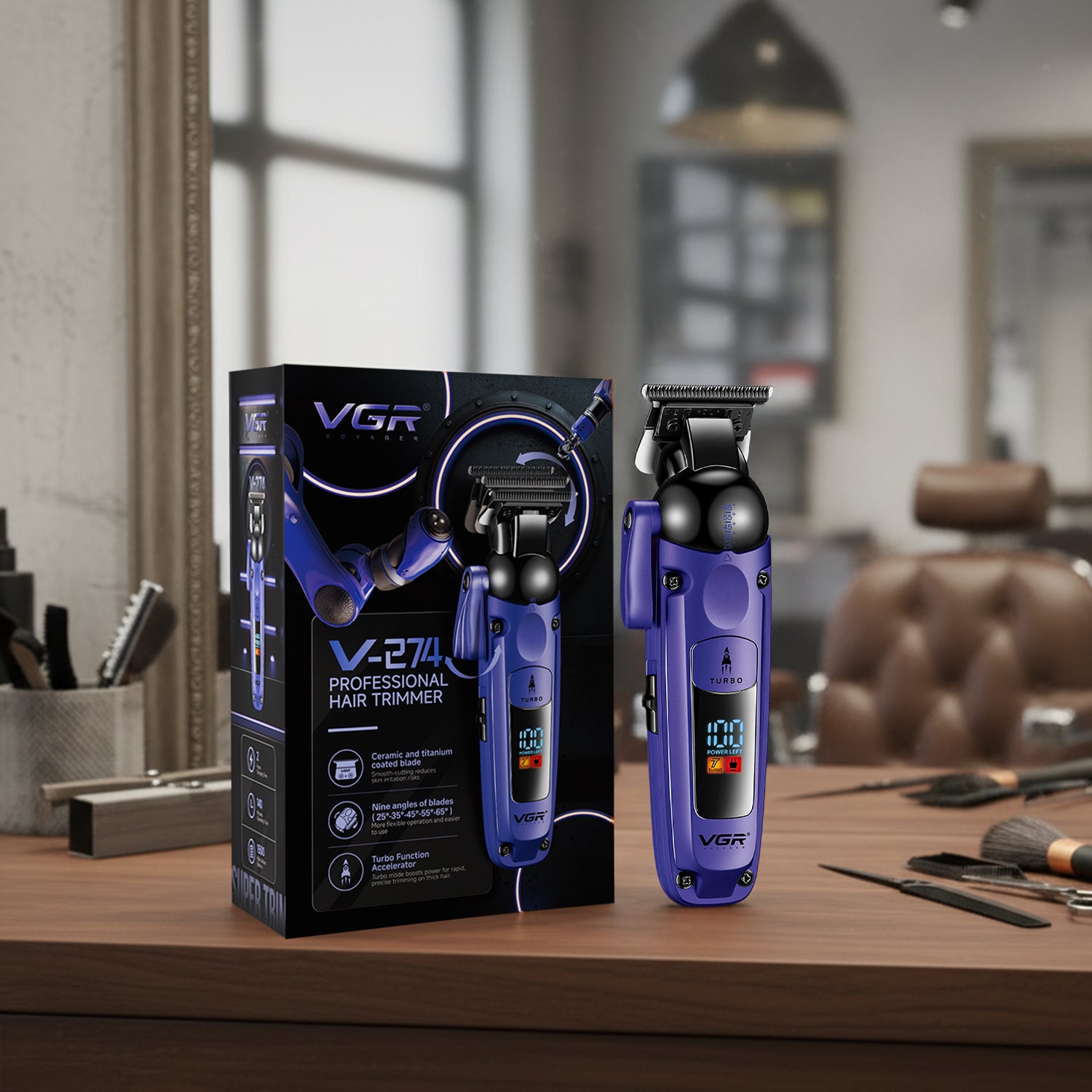 VGR V-274 Professional Hair Trimmer with Ceramic-Titanium Blades & Turbo Function