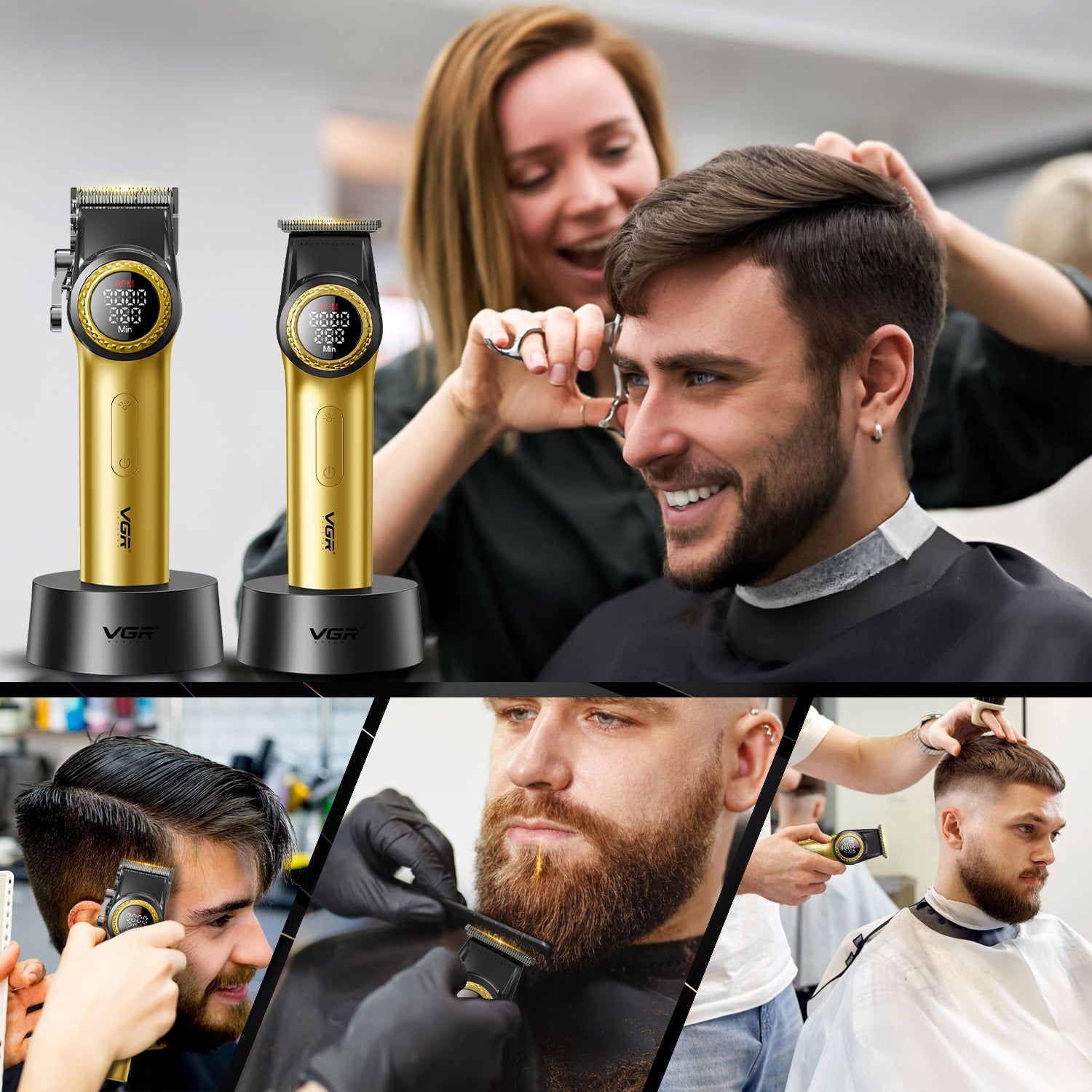 VGR V-001PRO & V-977 Professional Barber Combo