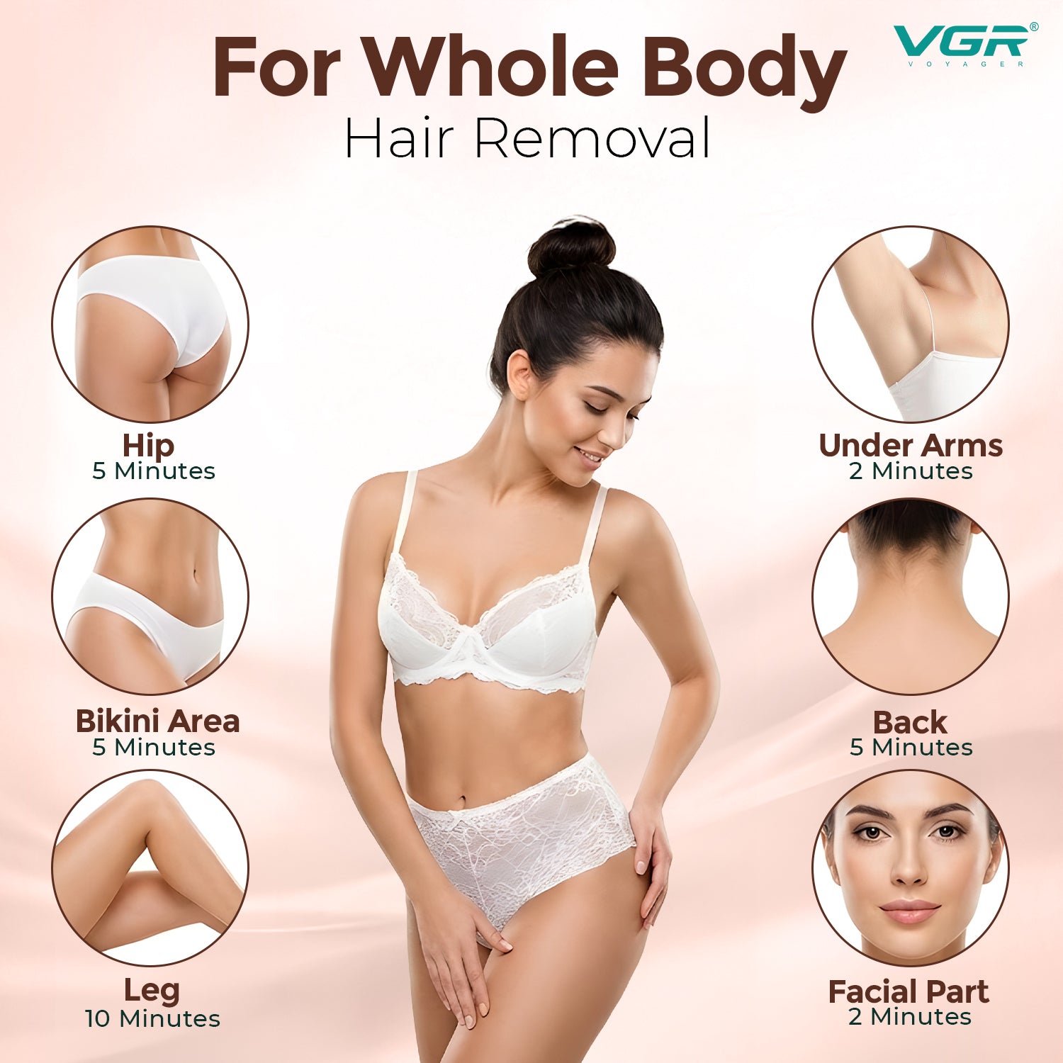 VGR V-762 Professional 3-IN-1 Lady Epilator for Women