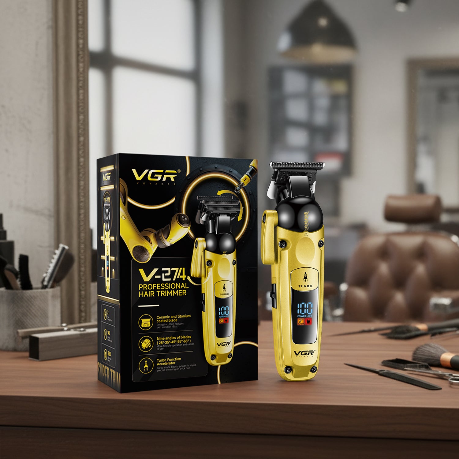 VGR V-274 Professional Hair Trimmer with Ceramic-Titanium Blades & Turbo Function