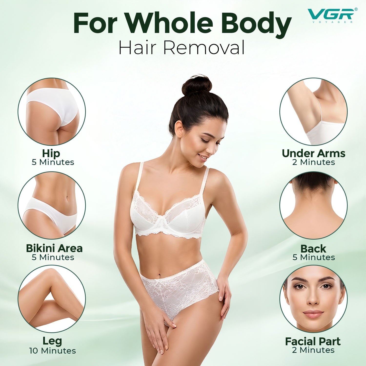 VGR V-762 Professional 3-IN-1 Lady Epilator for Women