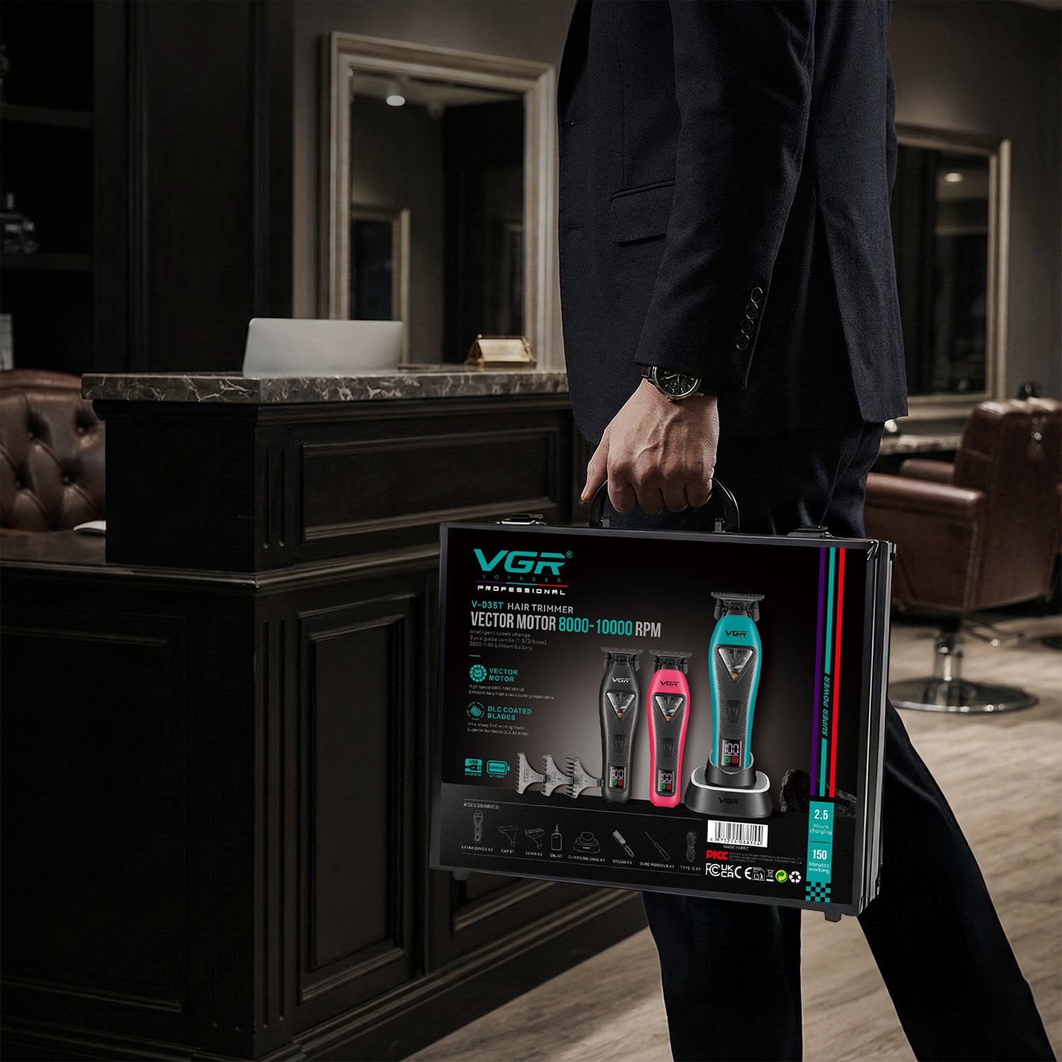 VGR V-035T Professional Hair Trimmer with 9000 RPM Vector Motor