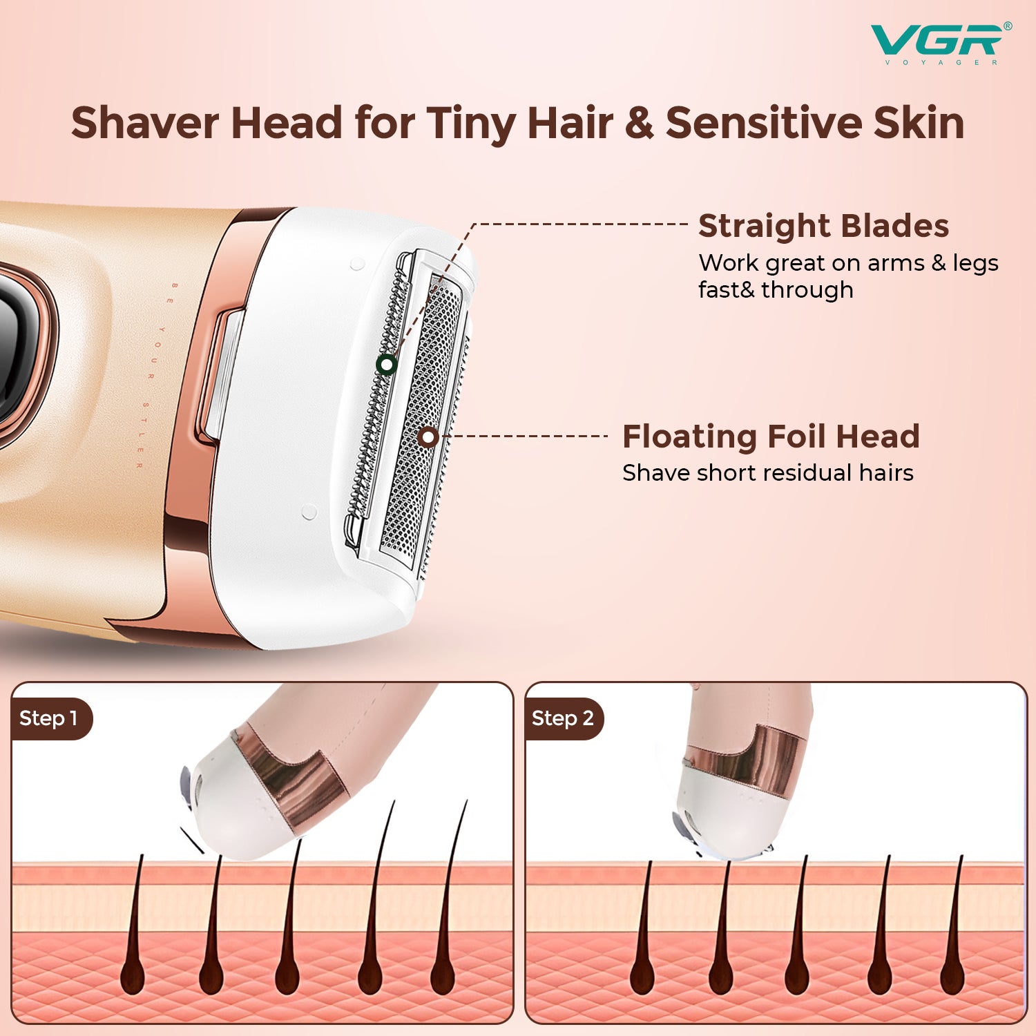 VGR V-762 Professional 3-IN-1 Lady Epilator for Women