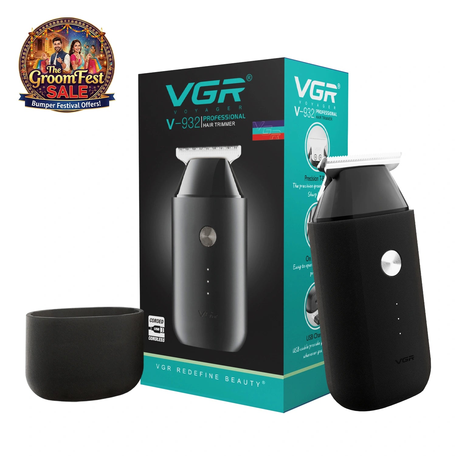 VGR V-932 Pocket Hair Trimmer For Men (Black)