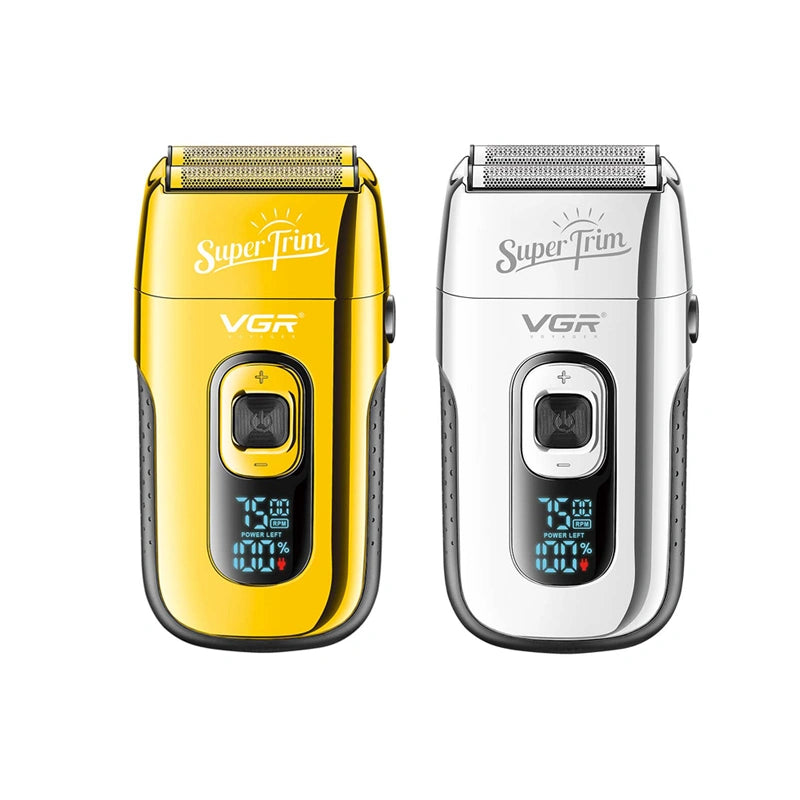 VGR V-332 Professional Foil Shaver for men, 150-Minute Runtime, Dual Independent Foils | Cordless & Corded Use | LED Display, Type-C USB Charging with 1 Year Warranty (Gold)