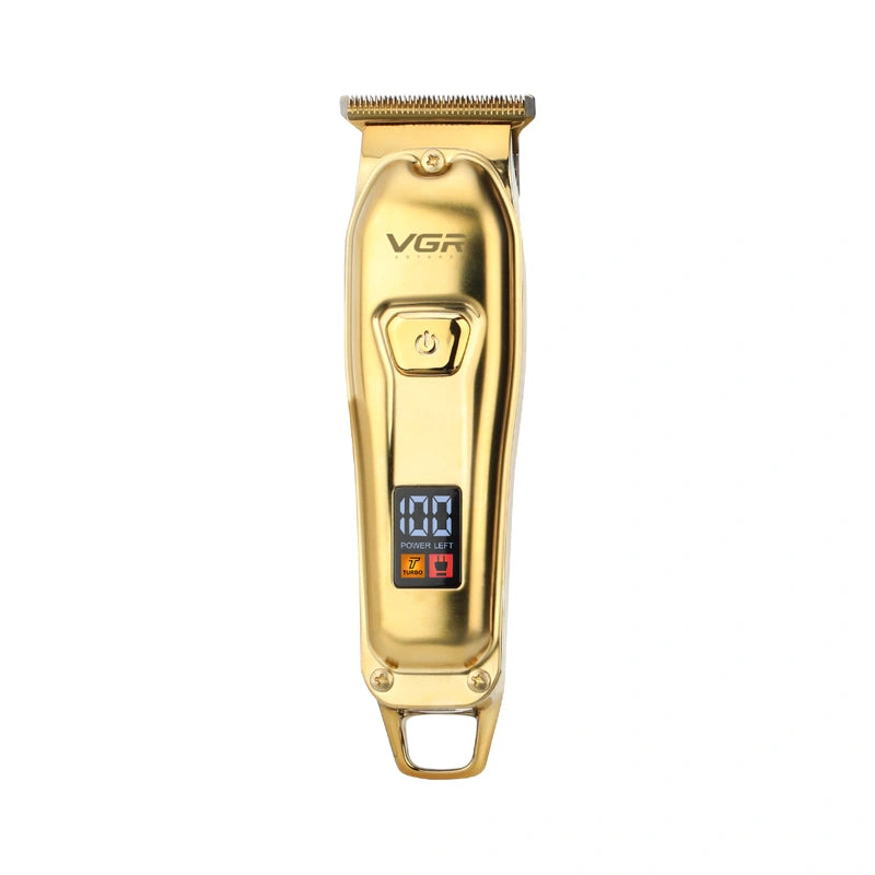 VGR V-965 Professional Hair Trimmer for Men - Cord/Cordless, Precision T-Blade, LED Display, Turbo Function, Travel Lock, 4 Guide Combs, Type-C USB Rechargeable, 120 Minutes Run Time with 1 Year Warranty (Gold)