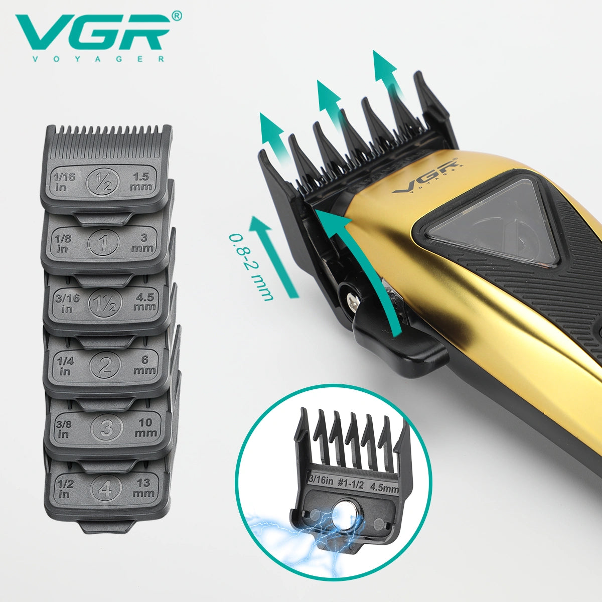 VGR V-015 Professional Salon Quality Hair Clipper (Gold)