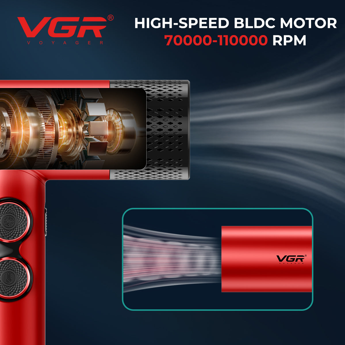 VGR Mr. SUPER POWER Stepless Pro 4-in-1 Barber Set - Red - vgrofficial.in