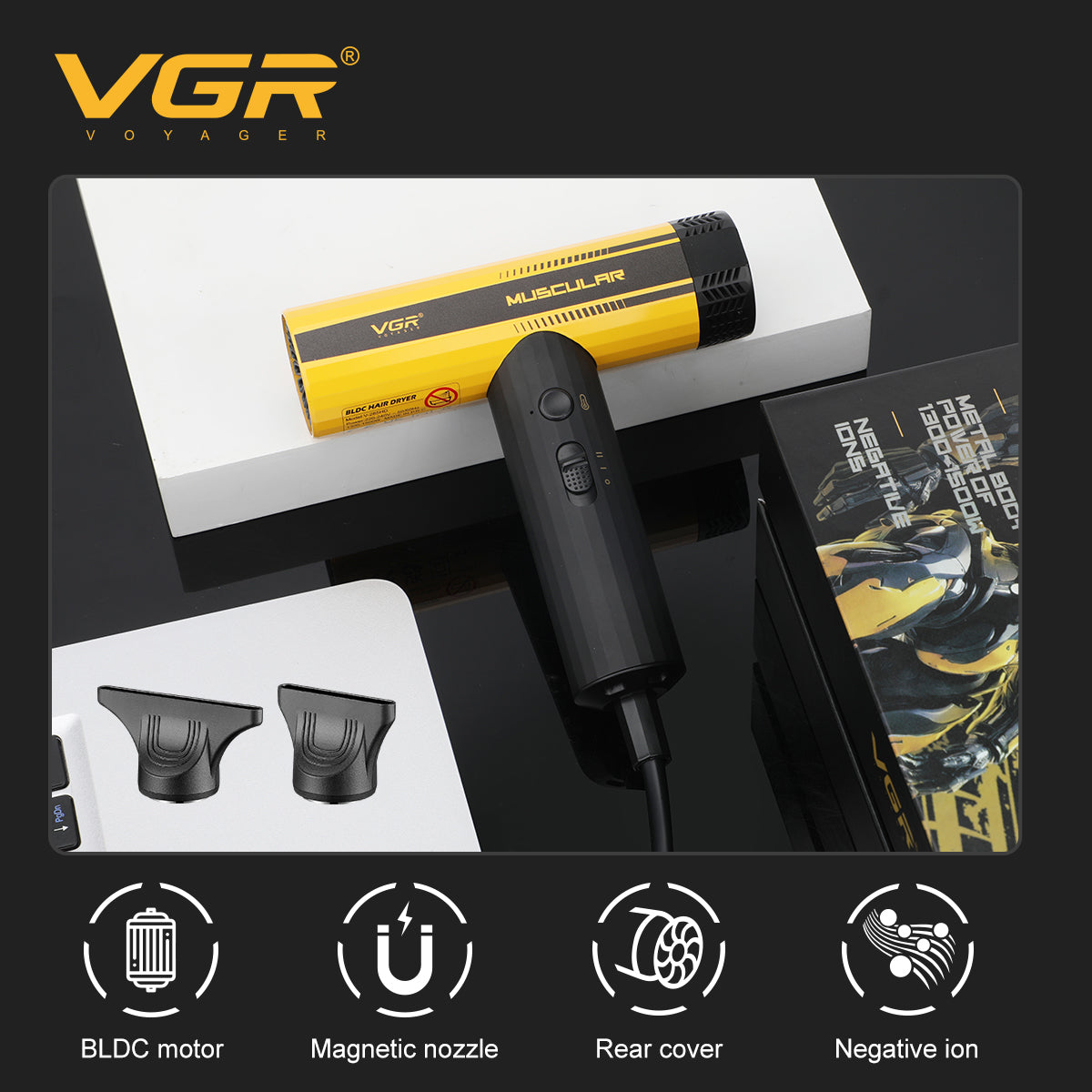 VGR V-285 HD Professional Hair Dryer for Salons, Men and Women, Yellow