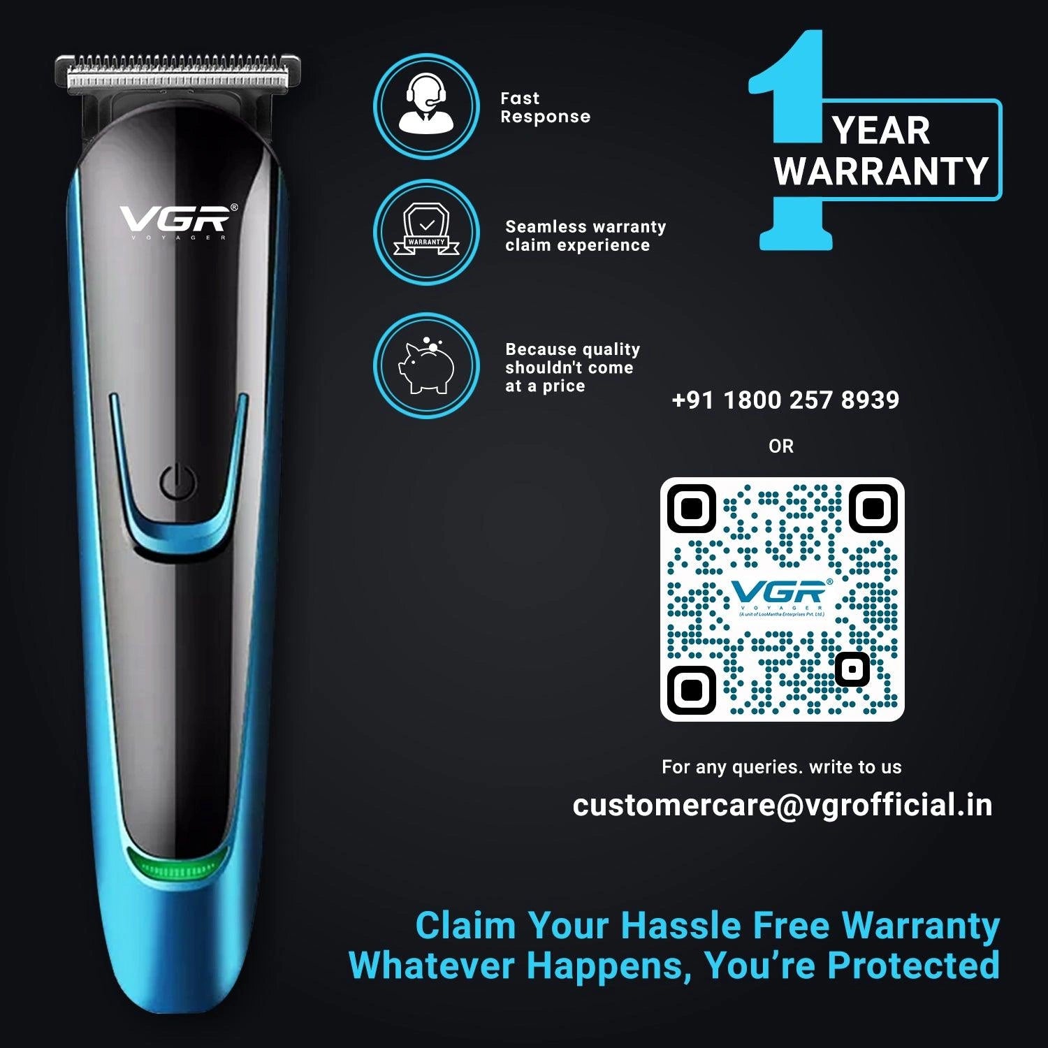 VGR V-183 Hair Trimmer For Men, Blue