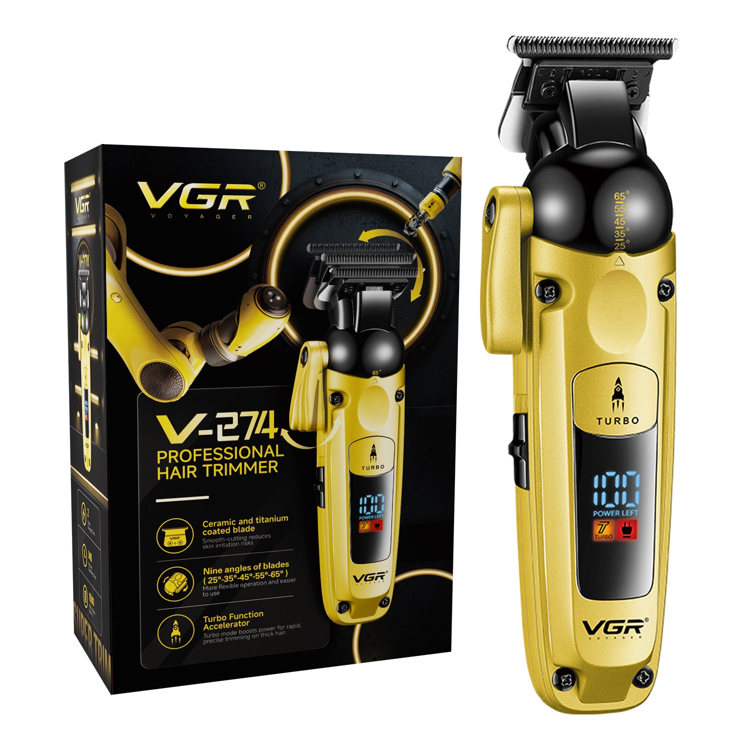 VGR V-274 Professional Hair Trimmer with Ceramic-Titanium Blades & Turbo Function