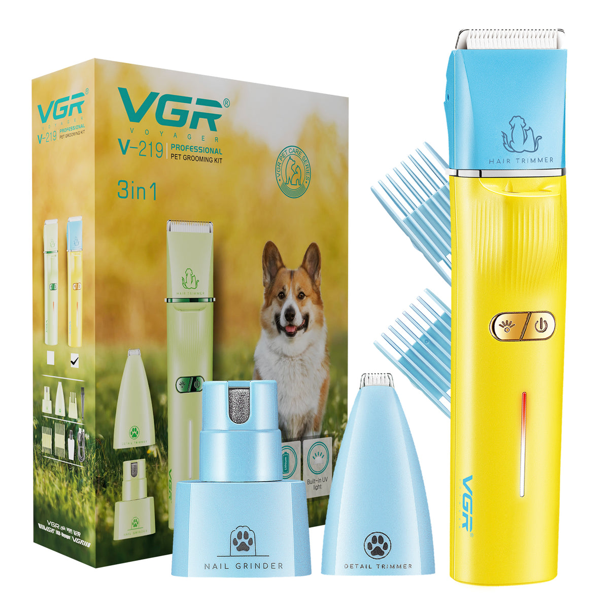 VGR V-219 Professional Pet Trimmer with 150 Min Runtime, Green