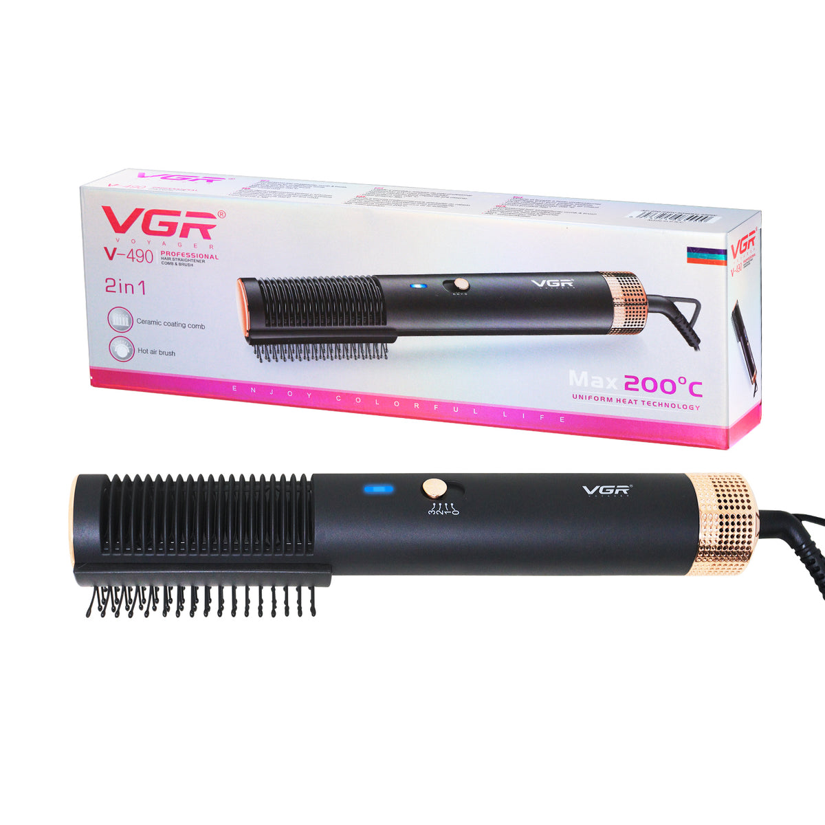 VGR V-490 Hot Air Brush For Women, Black