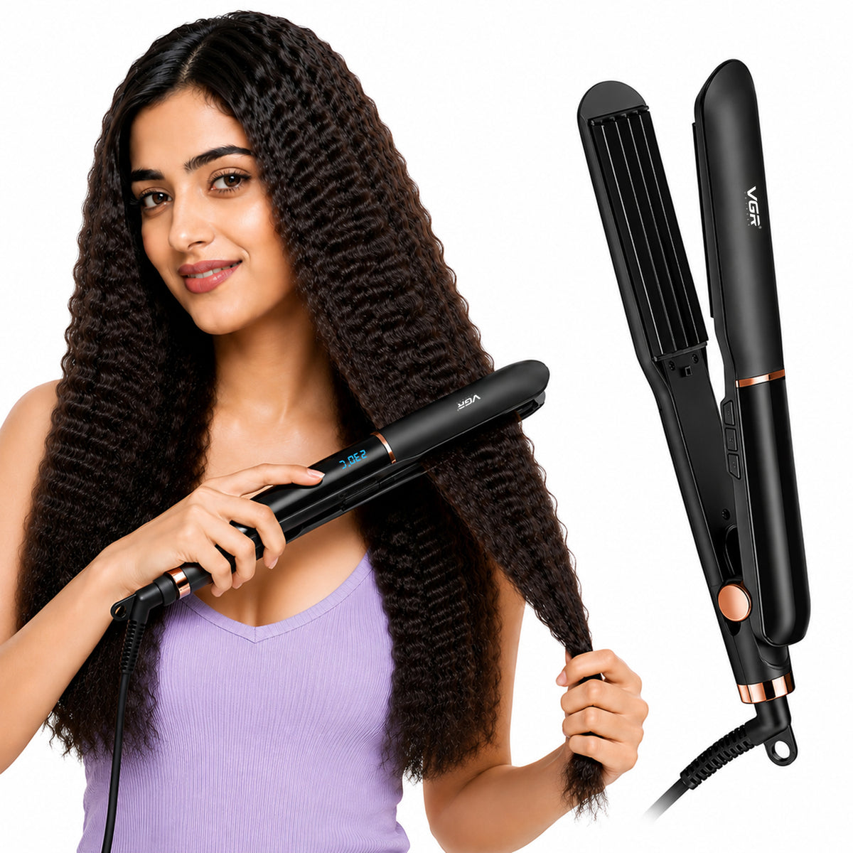 VGR V-519C Professional Hair Crimper For Women with 7 Heat Settings, Black