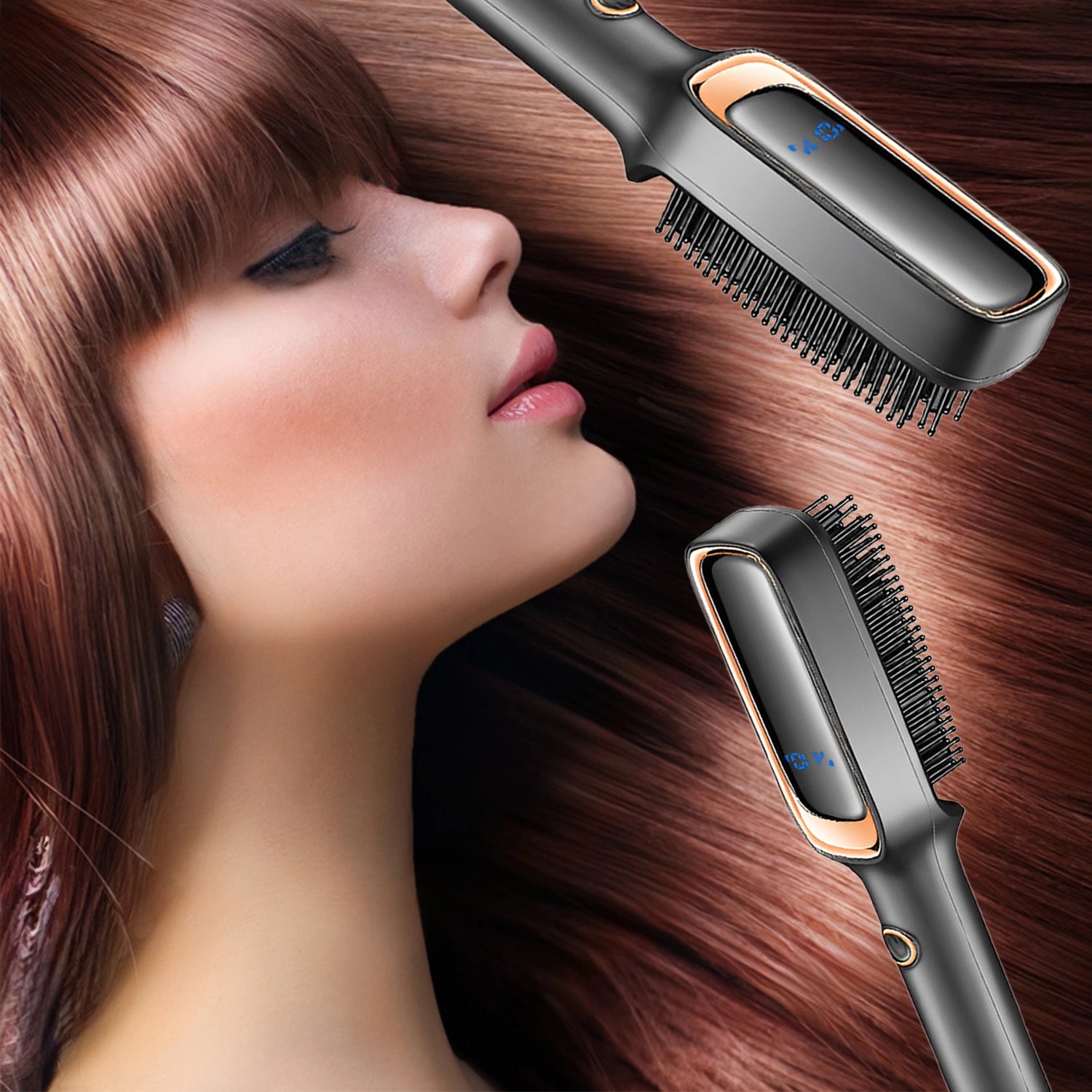 VGR V-560 Professional Ceramic Coating Comb & Hair Straightener Brush (Black)