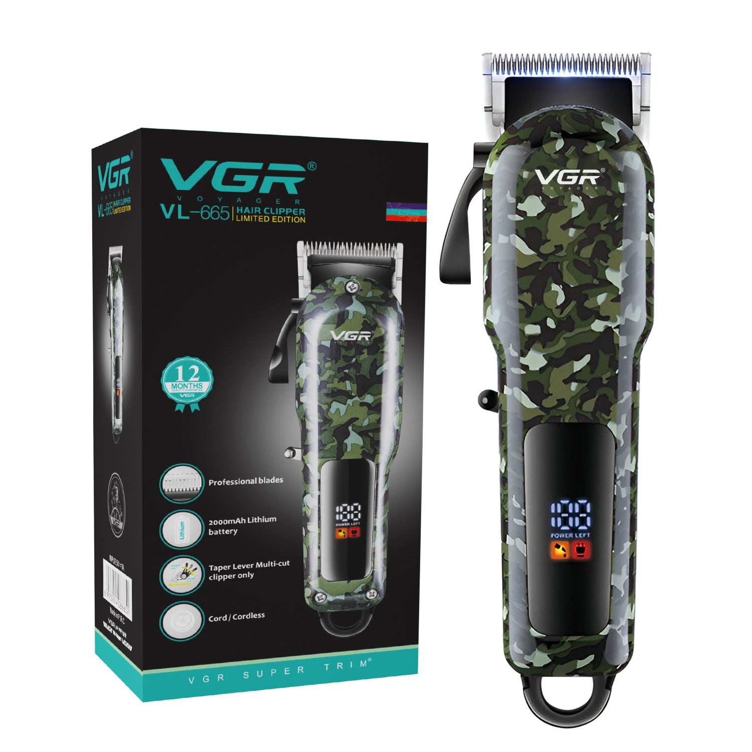 VGR VL-665 Limited Edition Hair Clipper For Men, Camouflage