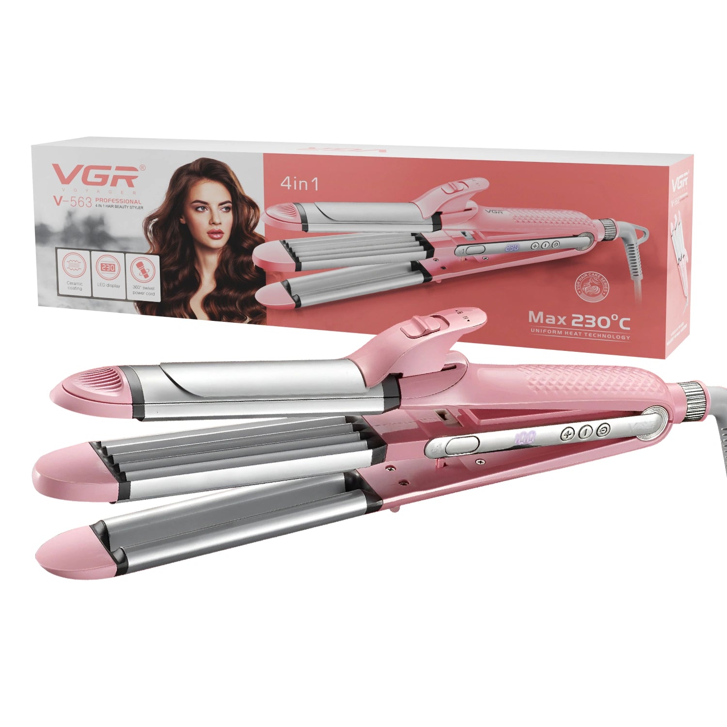 VGR V-563 Professional 4 in 1 Hair Beauty Styler (Pink)