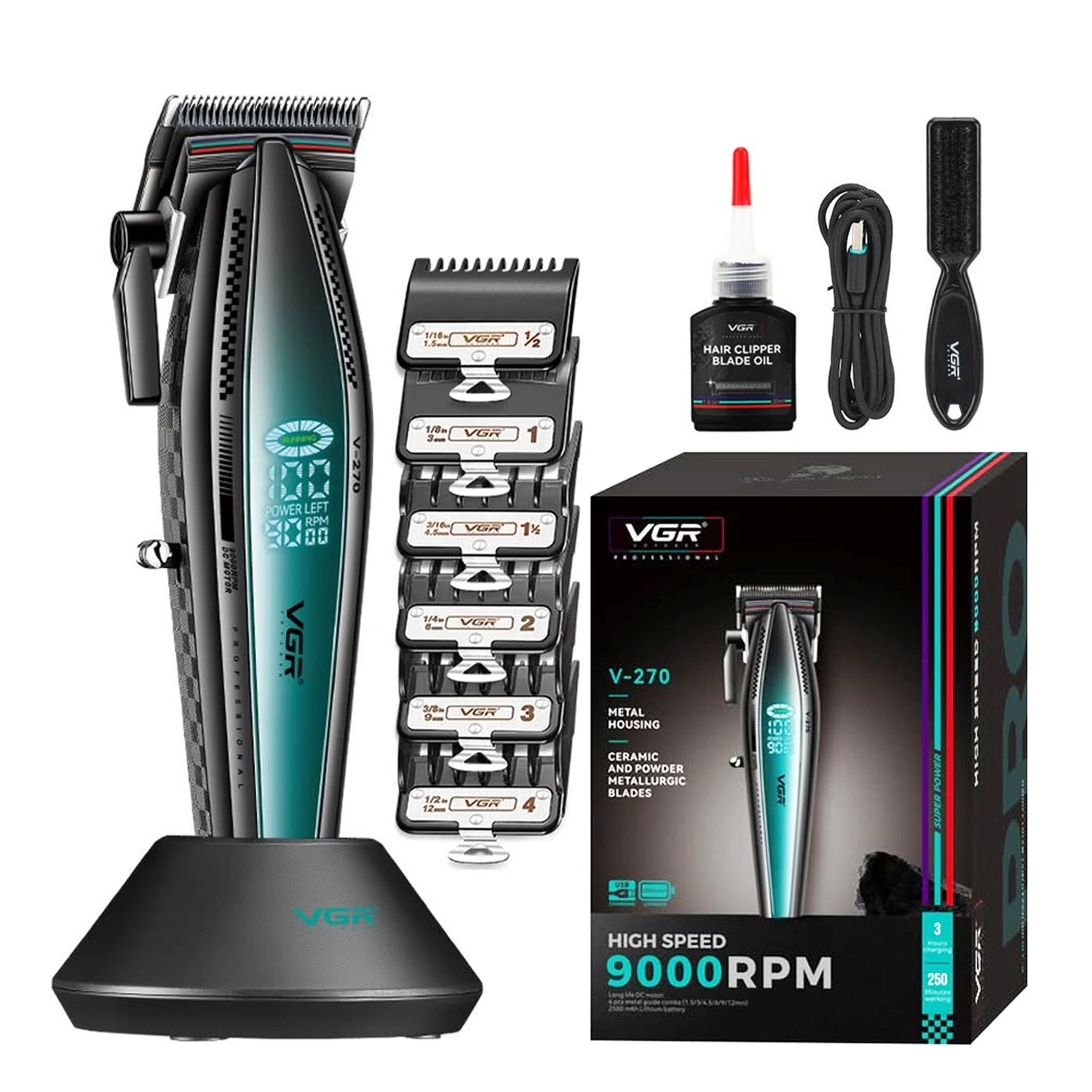 VGR V-270 Professional Metal Housing Cord/cordless Hair Clipper For Men's
