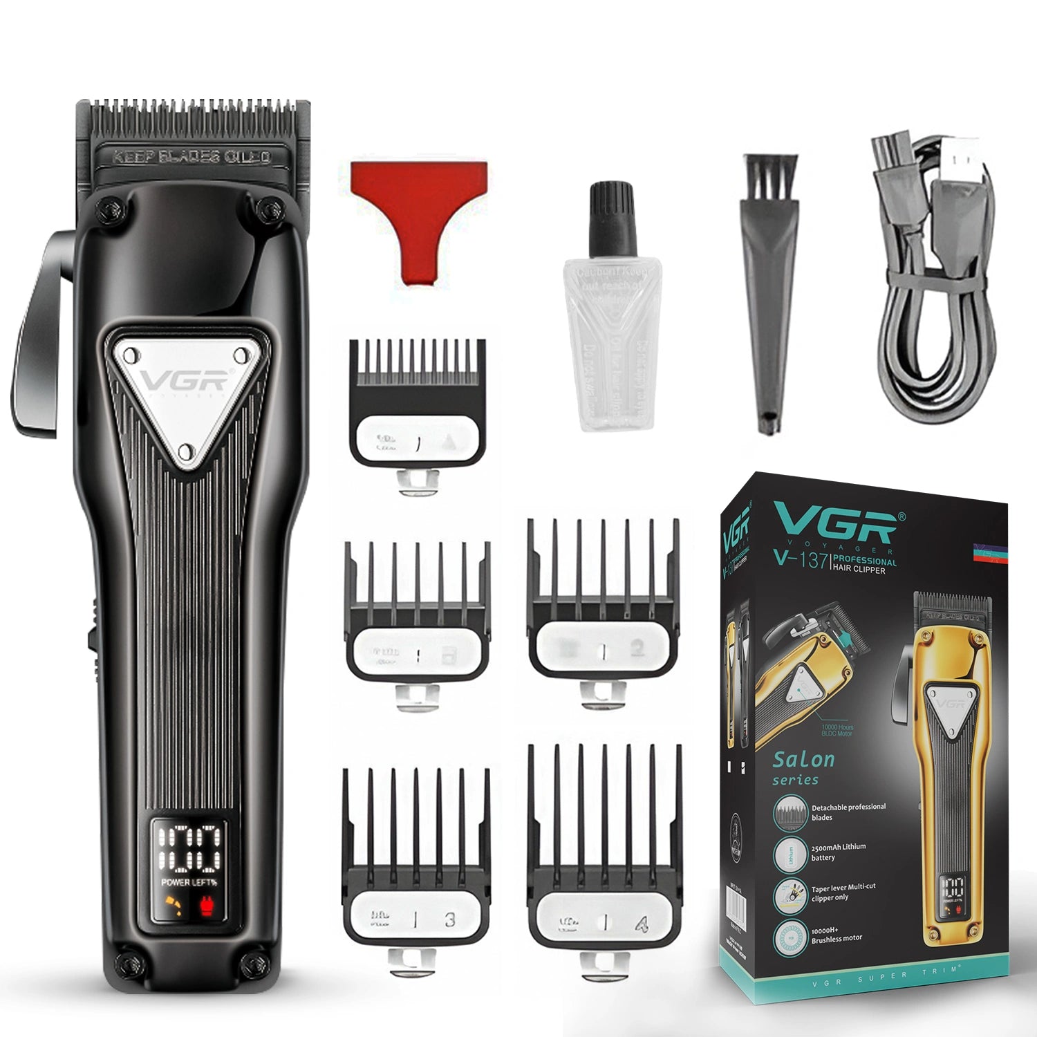 VGR V-137 Professional Cord/Cordless Hair Clipper for Men's (Gold/Black)