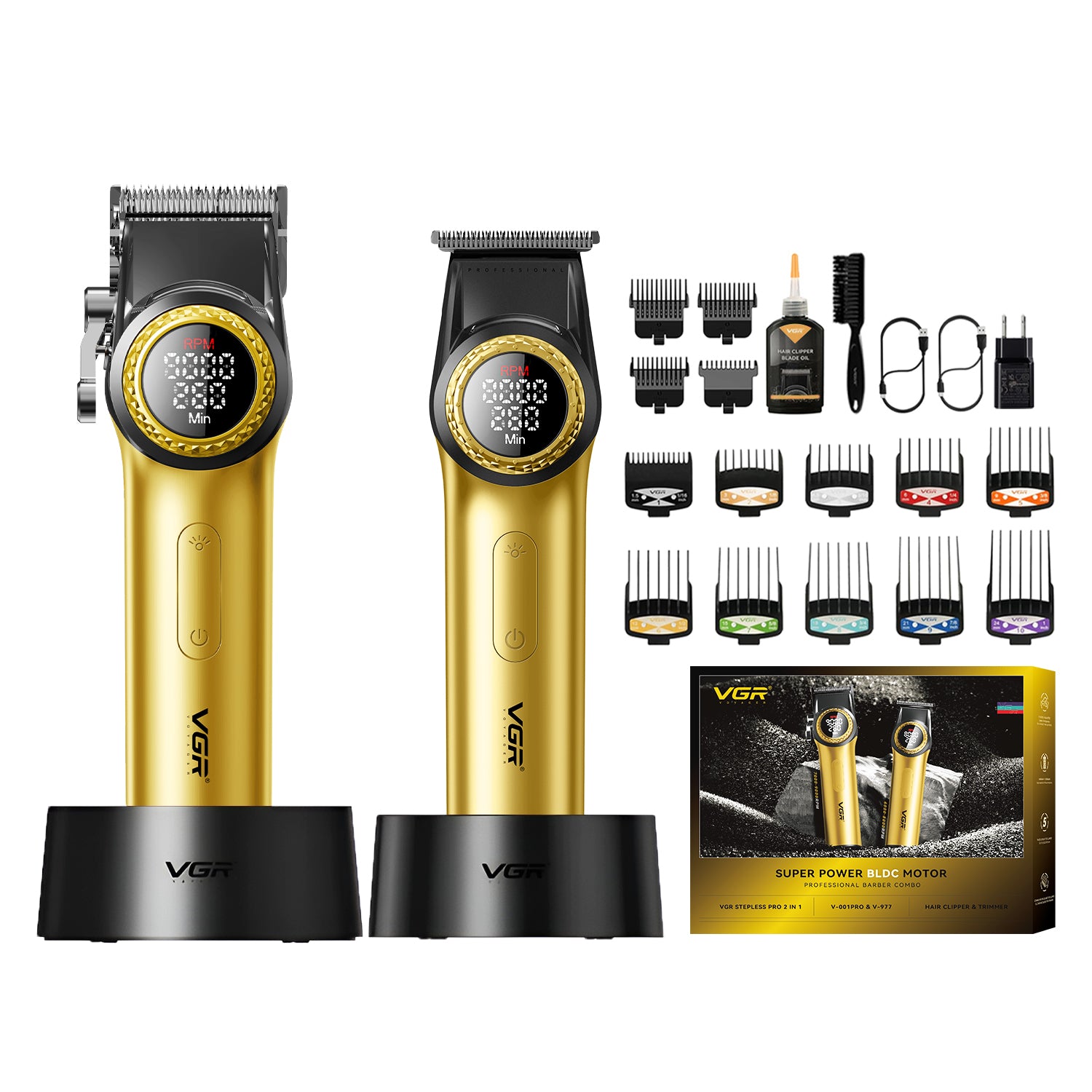 VGR V-001PRO & V-977 Professional Barber Combo