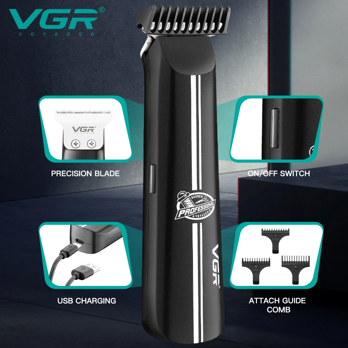 VGR V-007 Hair Trimmer For Men, Black