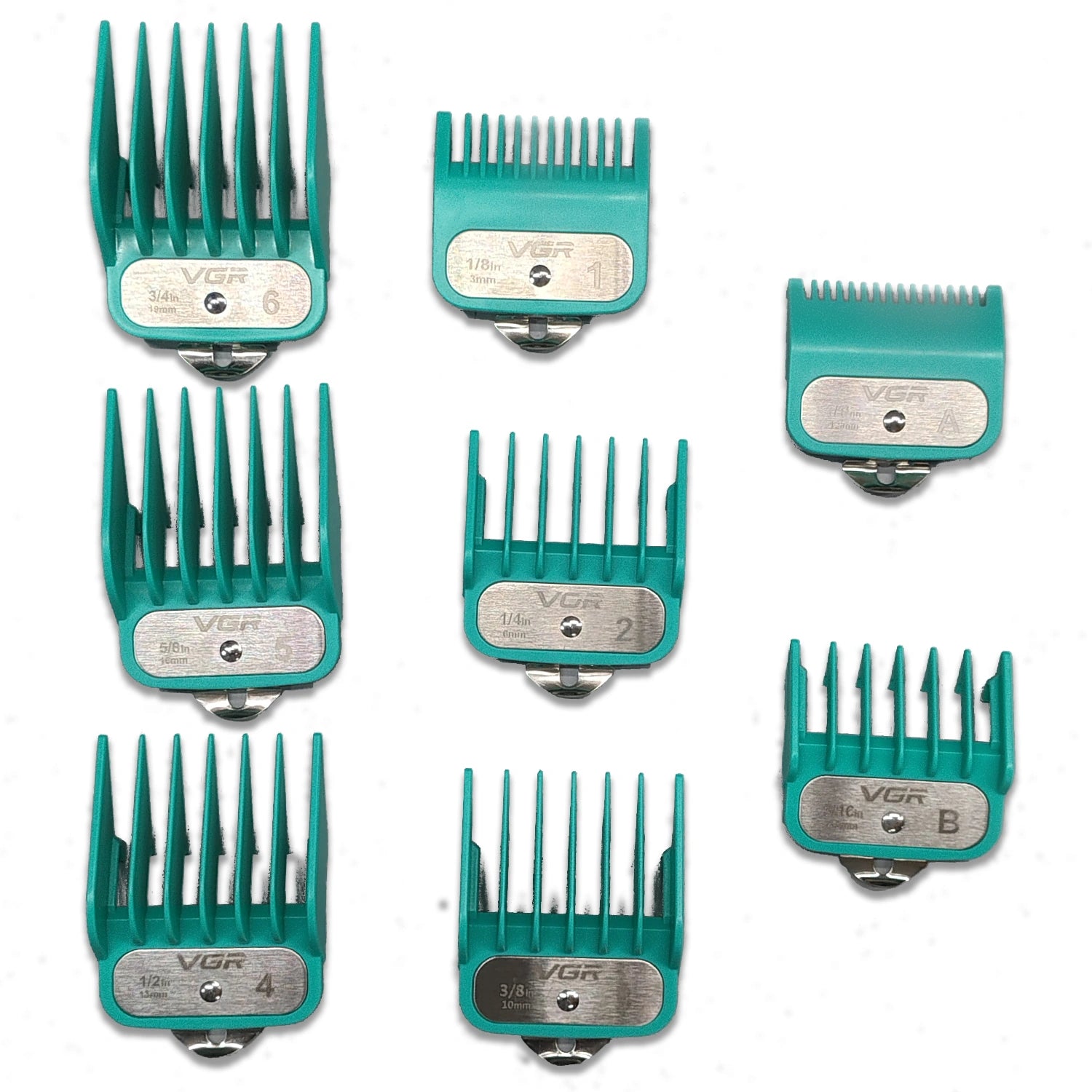 VGR V-891 Set of 8 Metal Comb (1.5/3/4.5/6/10/13/16/19mm) attachment for Clipper