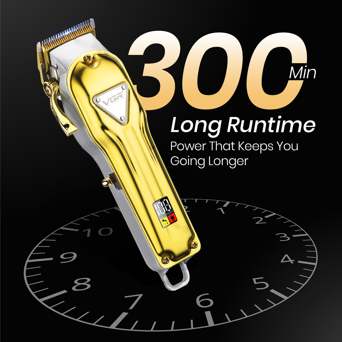 VGR V-140 Professional Hair Clipper For Salon & Men with 300 Min Runtime, Gold