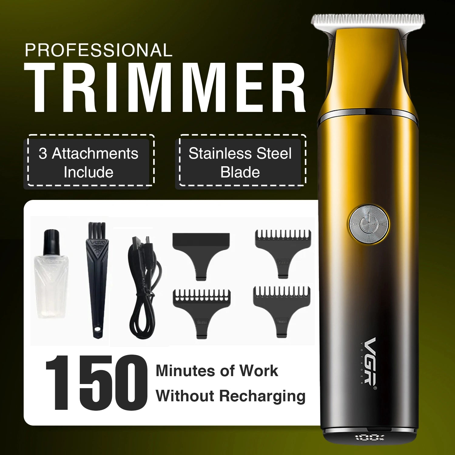 VGR V-986 Professional T-Blade Hair Trimmer – Sharp, Durable Blades for Precise Haircuts and Styles