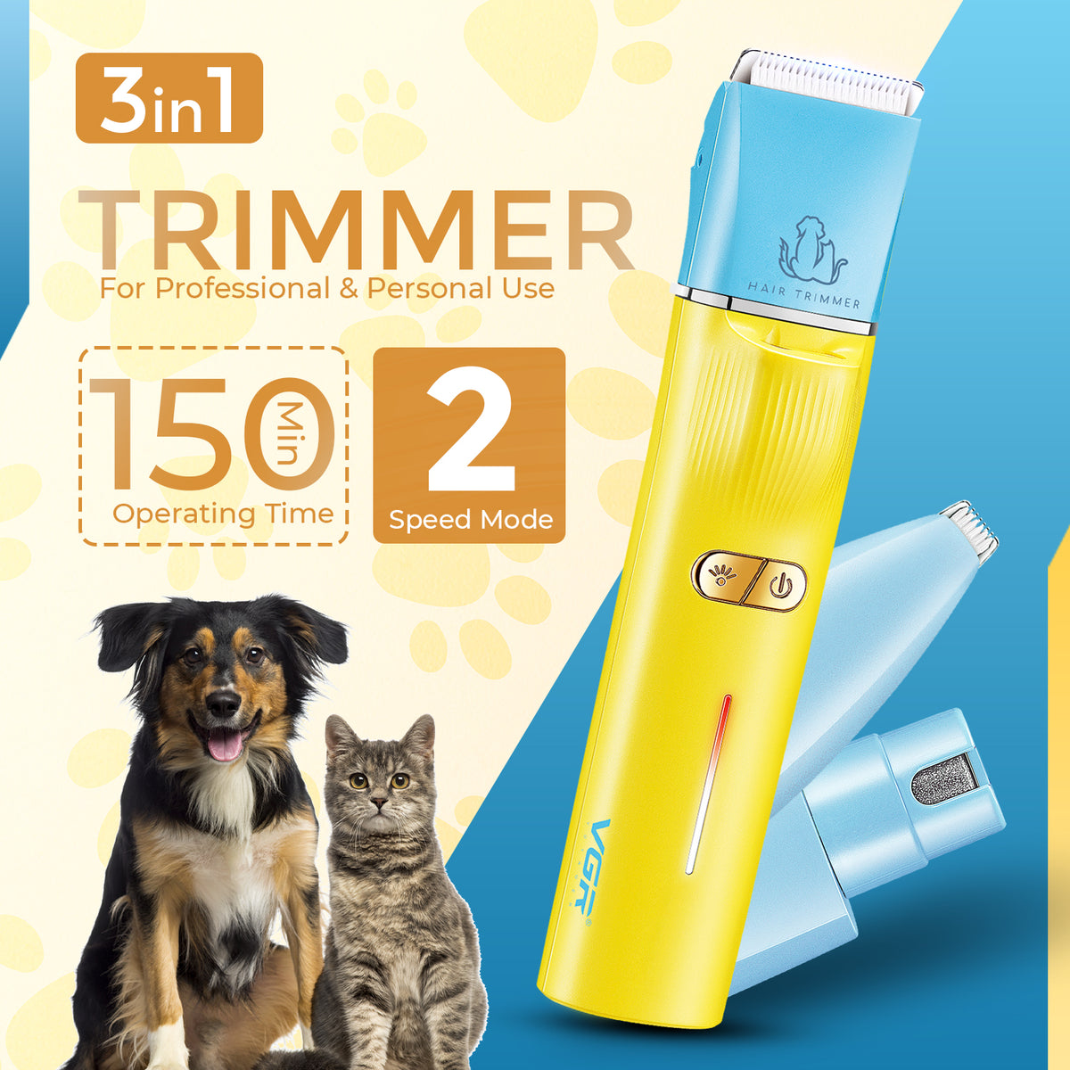 VGR V-219 Professional Pet Trimmer with 150 Min Runtime, Green