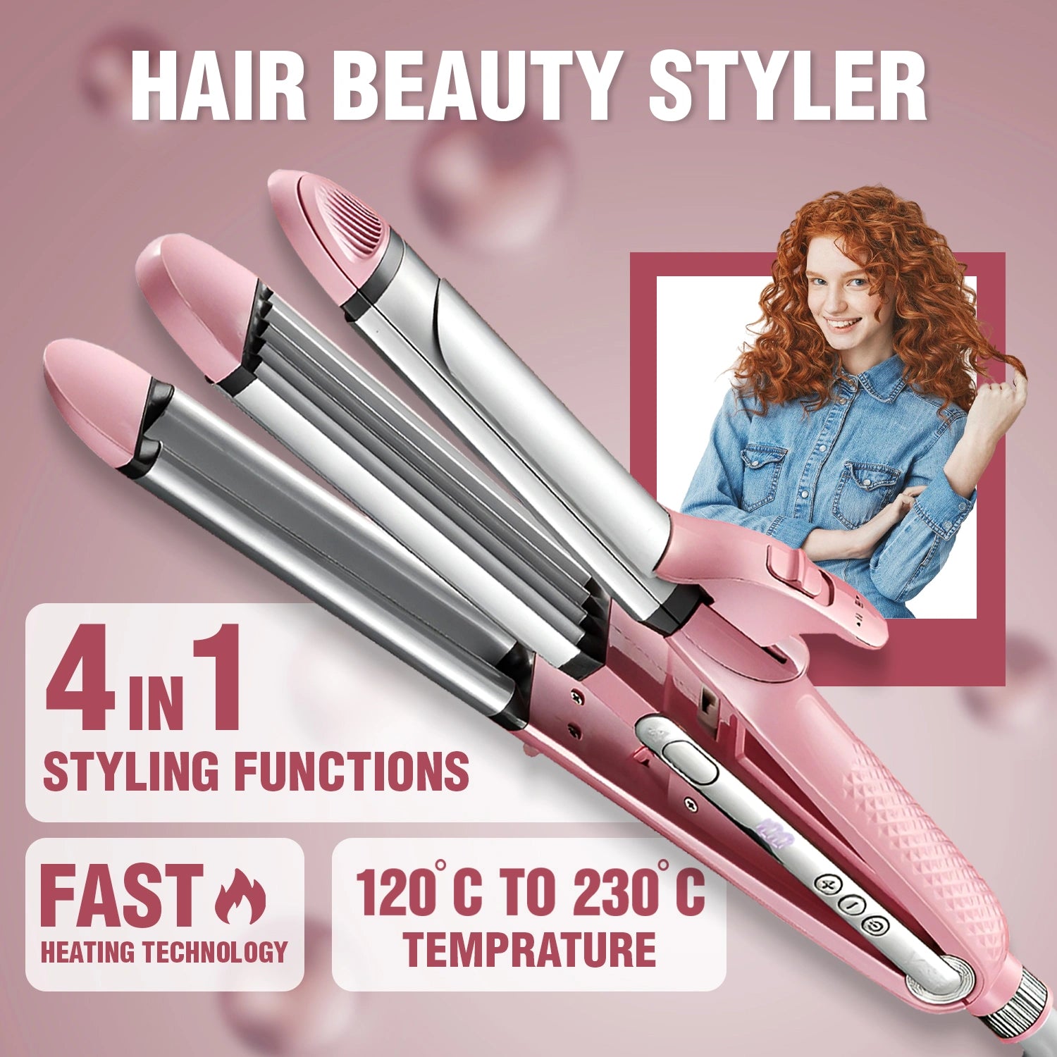 VGR V-563 Professional 4 in 1 Hair Beauty Styler (Pink)