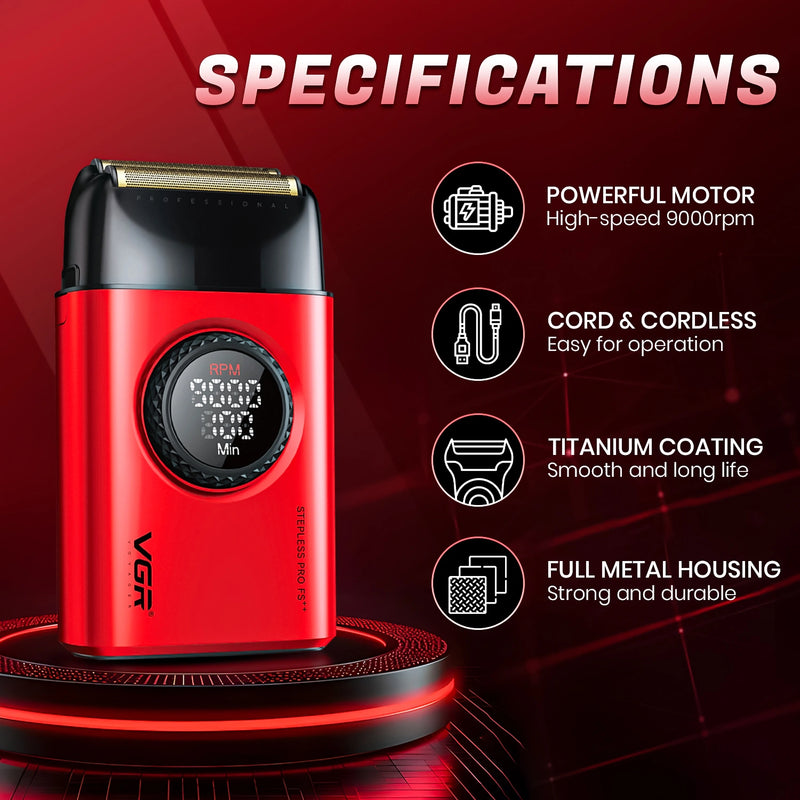 VGR V-377 Professional Shaver For Men with 100 Minutes Runtime (Red)
