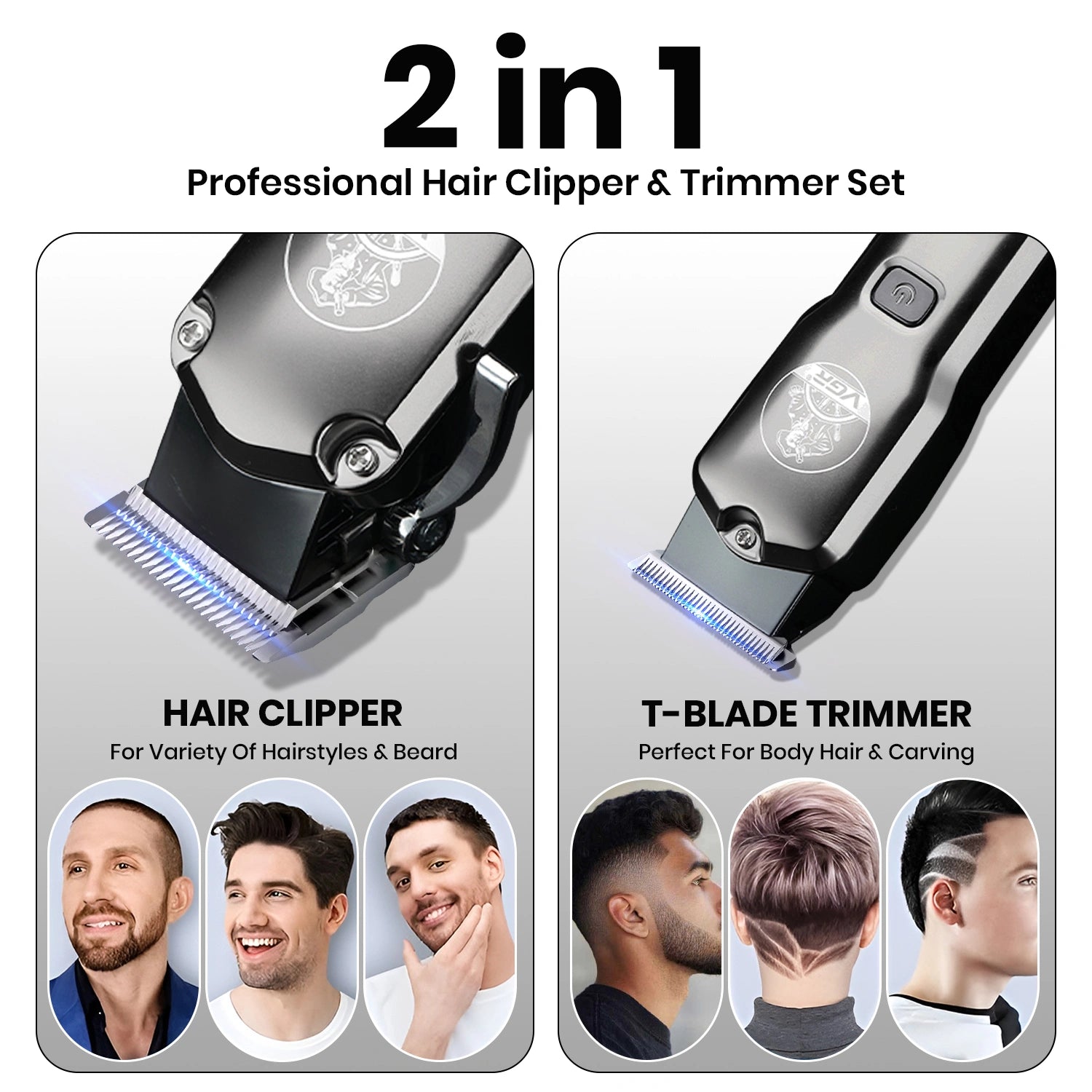 VGR V-675 Professional Cord/Cordless Hair Clipper & Trimmer Set