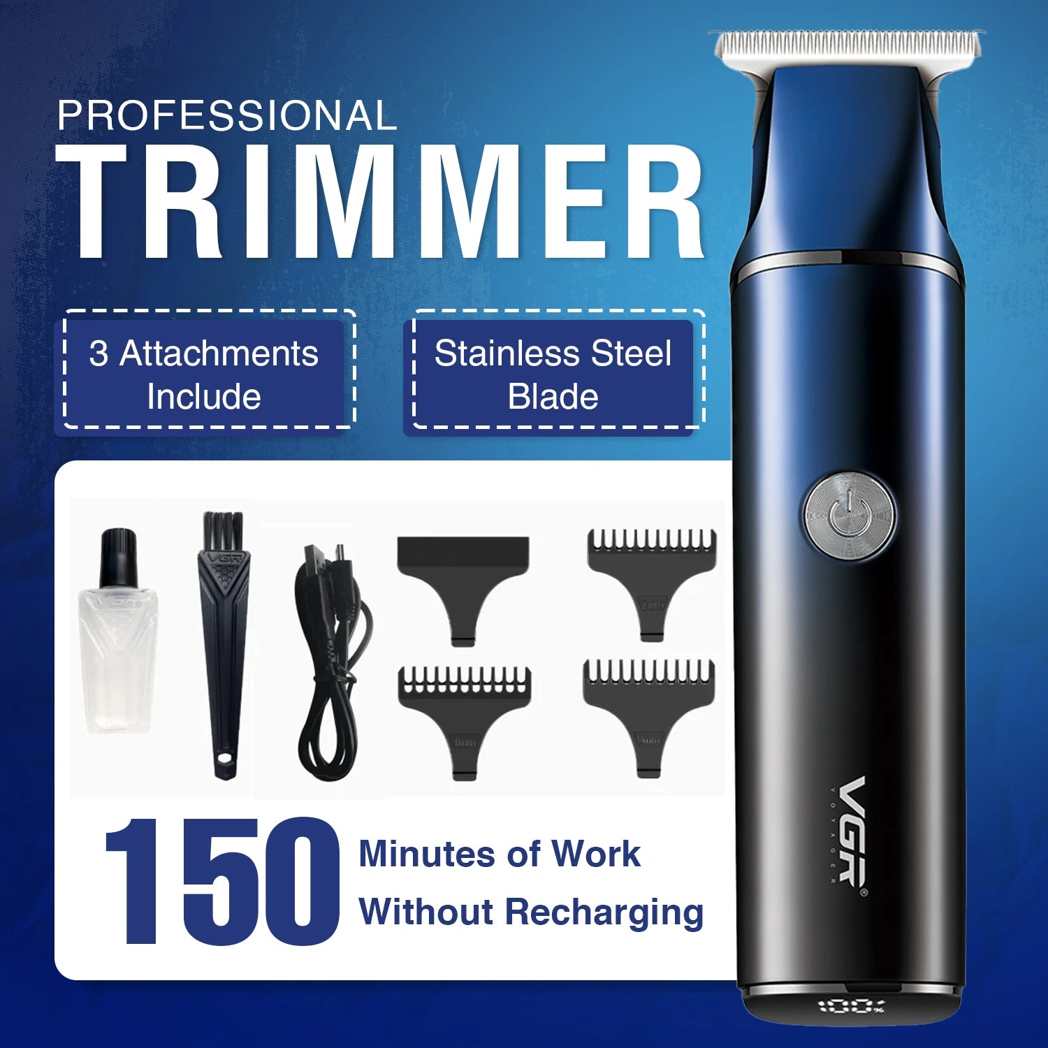 VGR V-986 Professional T-Blade Hair Trimmer – Sharp, Durable Blades for Precise Haircuts and Styles